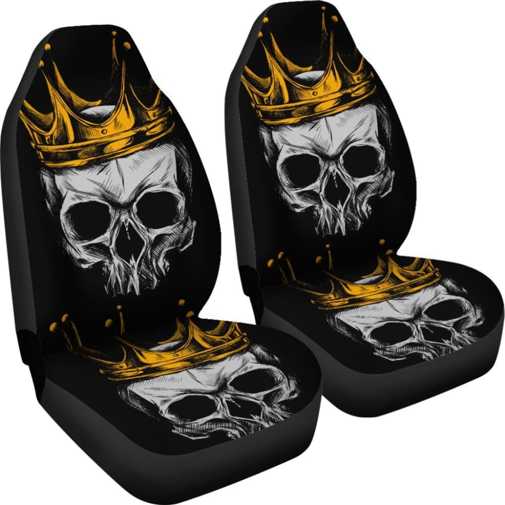 2 Pcs Gothic Skull Car Seat Covers - Universal Fit for Cars, Trucks & SUVs - Black Horror Decor Seat Protectors for Halloween, Car Enthusiasts & Gothic Style Lovers