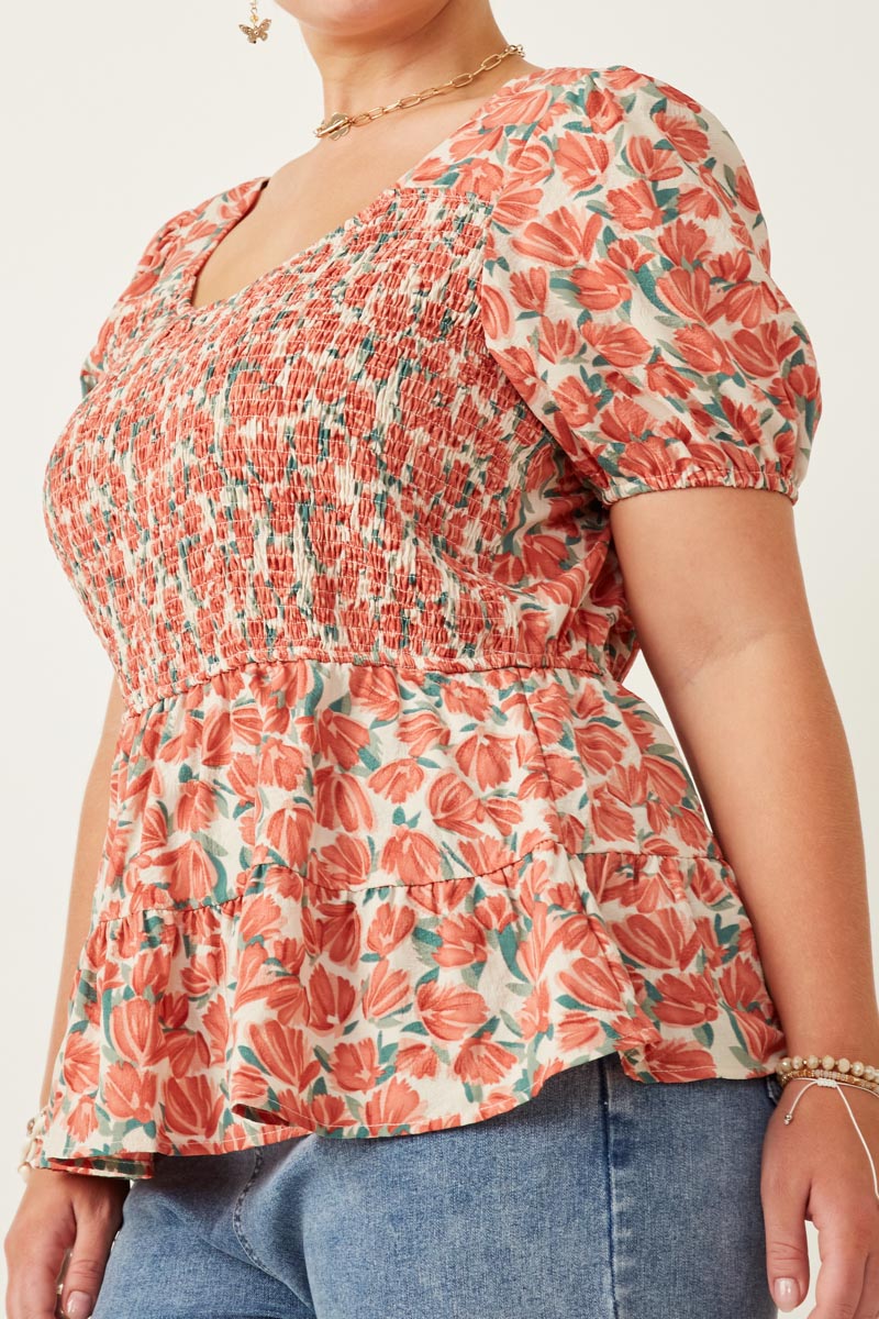 Women's Smocked Puff Sleeve Peplum Top - Flowy Blouse for Casual Wear, Date Night & Office Outfits | Trendy Summer Tops for Women