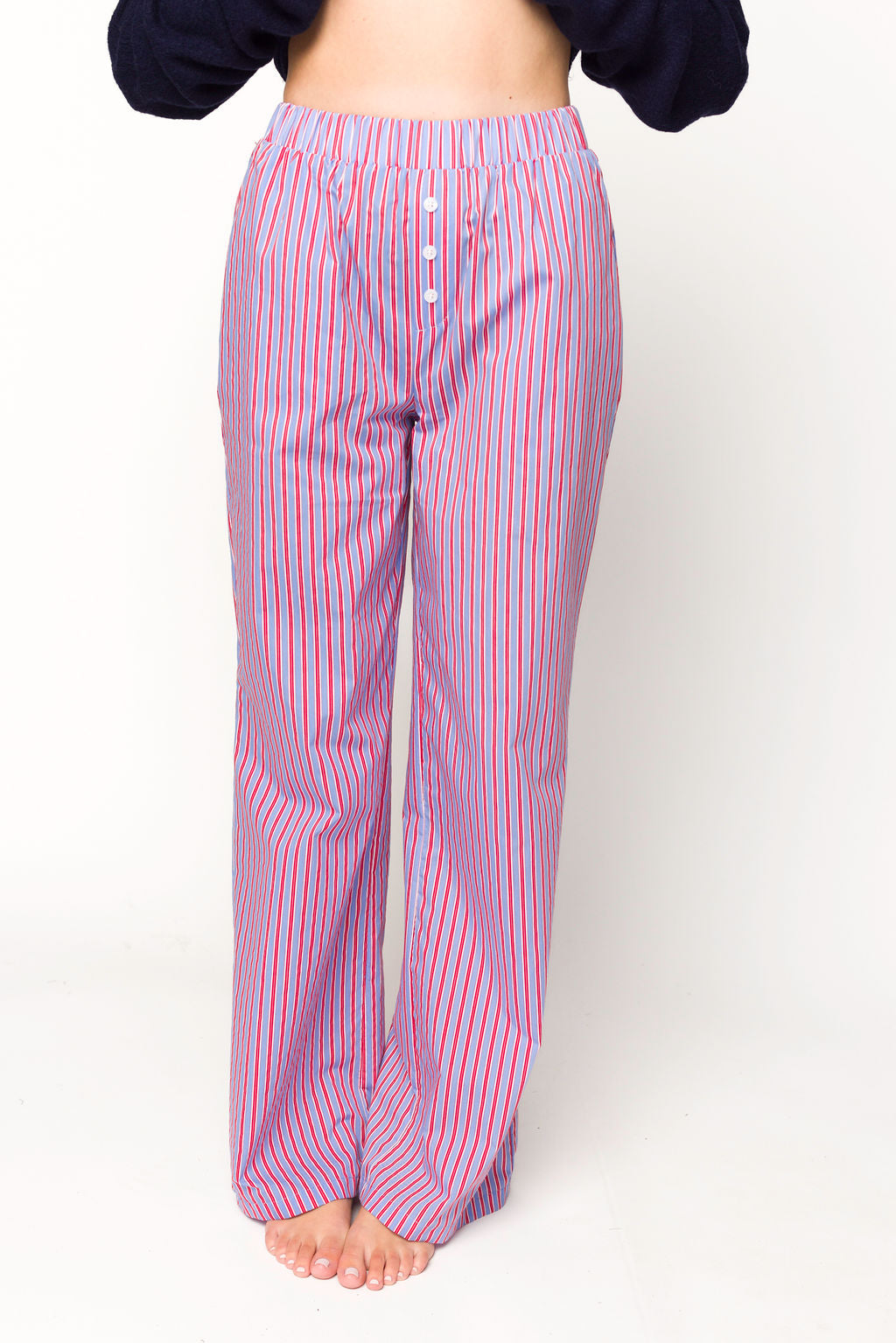 Soft & Cozy Shea Striped Pajama Pants for Women - Blue & Red Plaid Sleepwear - Perfect for Lounging, Sleepovers & Relaxing at Home