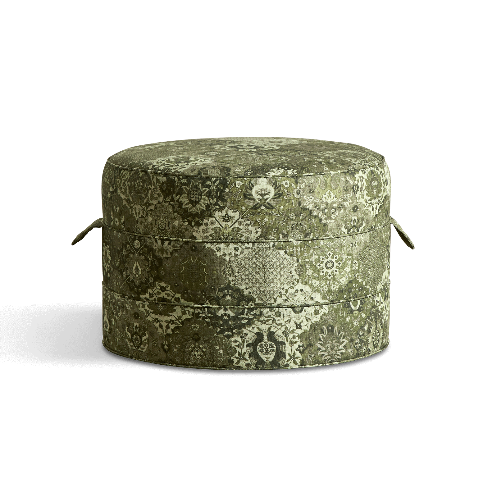 CASPAR Linen Medium Round Hassock Ottoman - Natural Juniper Color - Perfect for Living Room, Bedroom, or Nursery Seating and Footrest