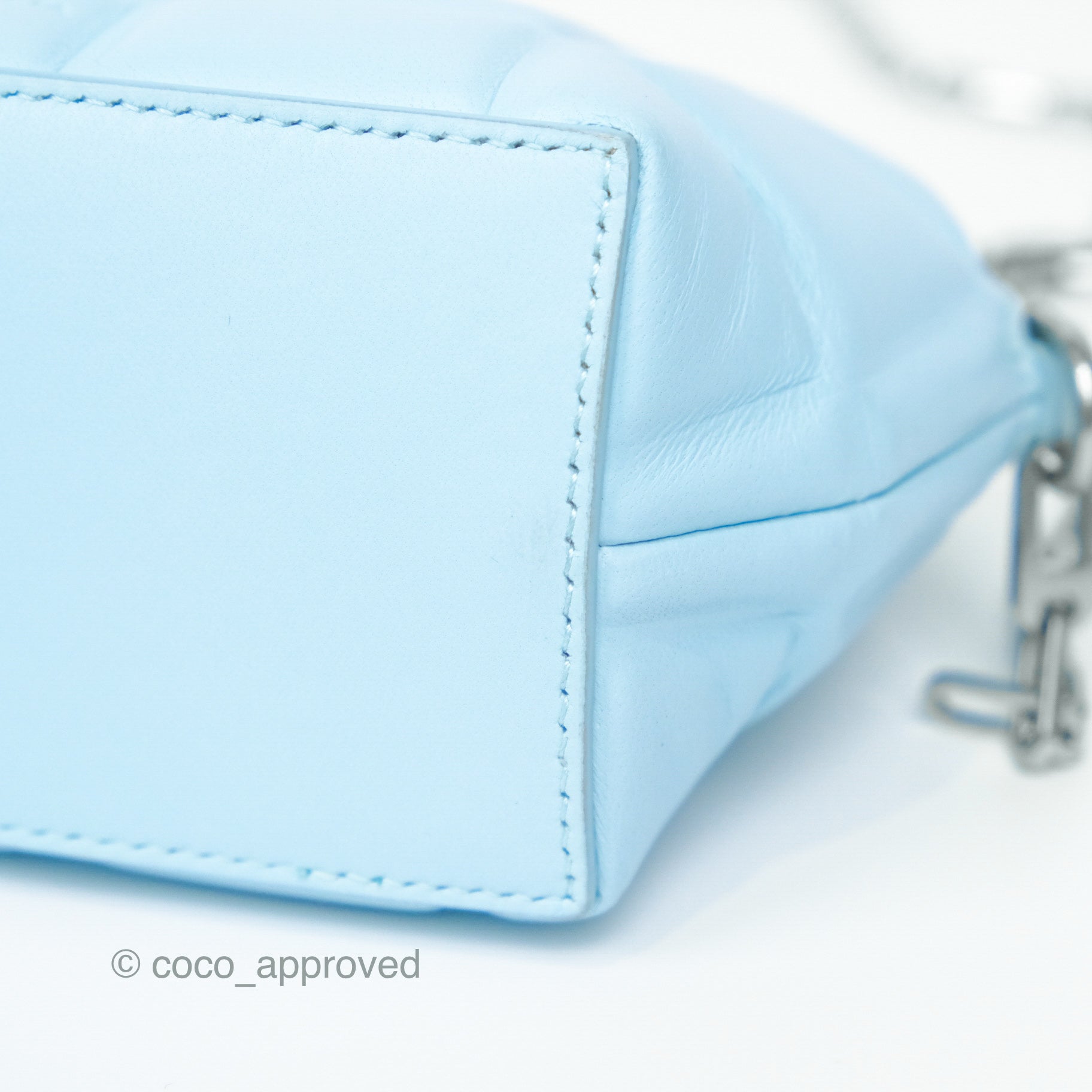 Bottega Veneta Mini Half Moon Bag in Topazio Blue Nappa Lambskin with Silver Hardware - Luxury Crossbody Purse for Women, Perfect for Date Night & Evening Events