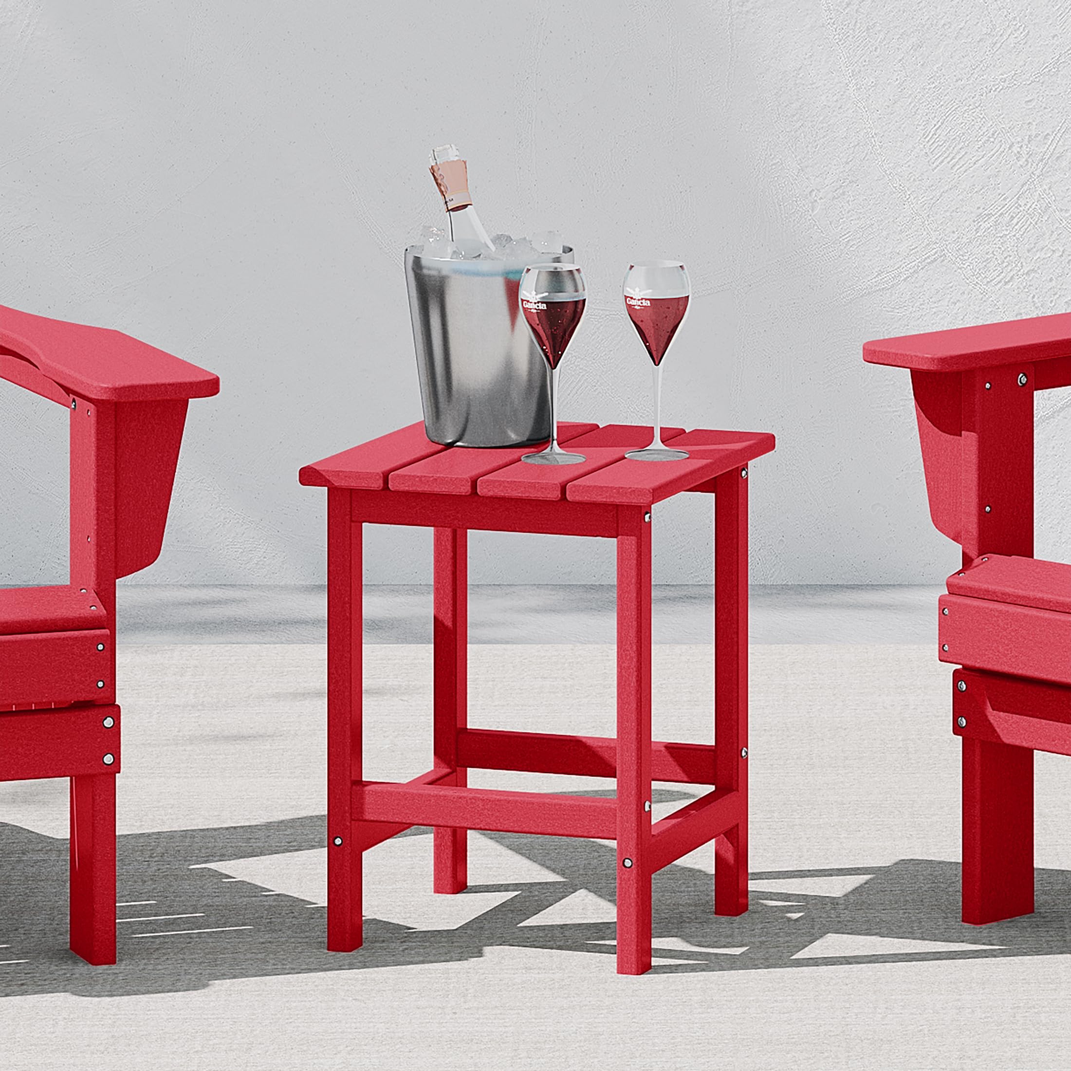 WestinTrends All-Weather Poly Lumber Adirondack Small Patio Square End Table - Durable Outdoor Furniture for Deck, Garden, Poolside & Backyard - Red