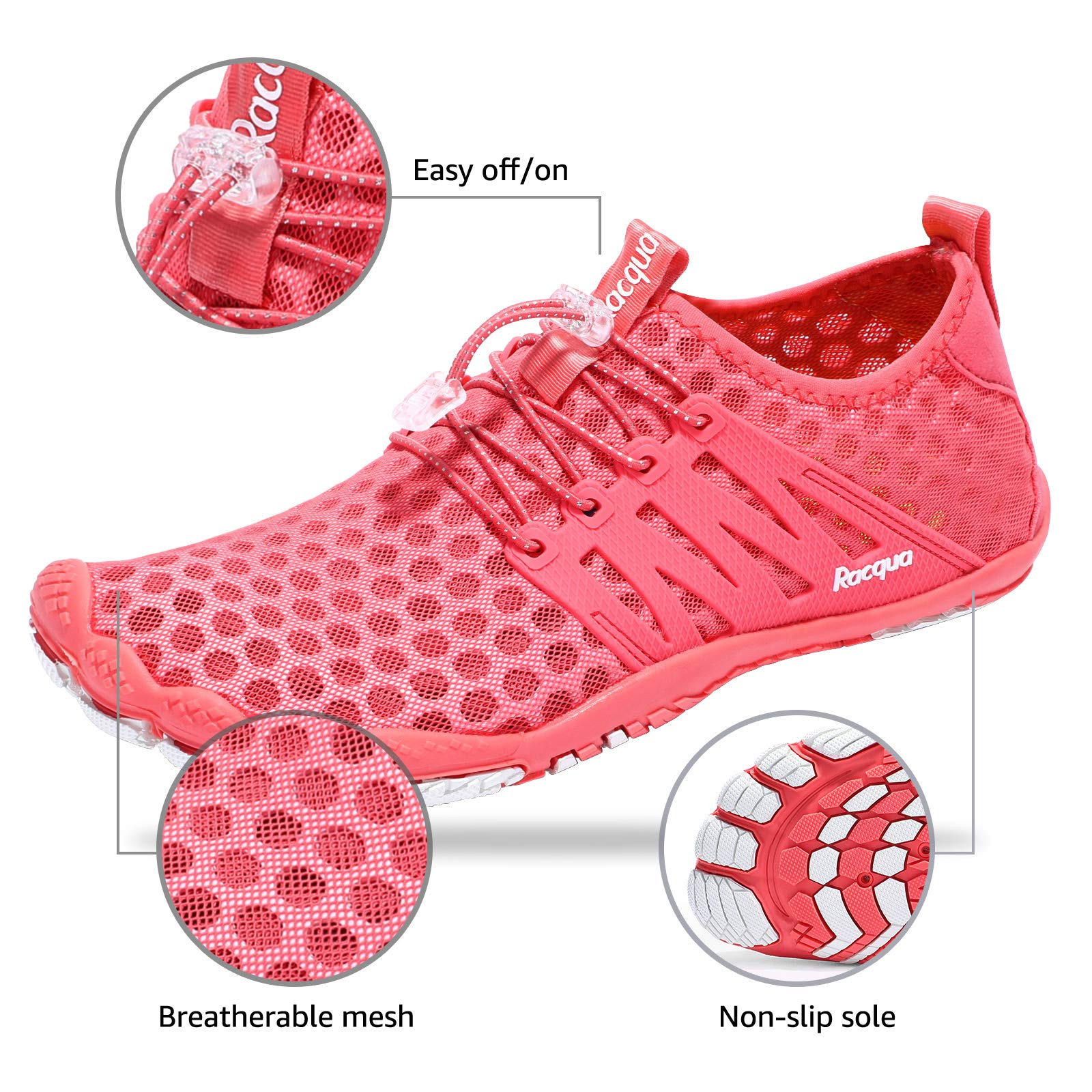 **Racqua Composite Mesh Water Shoes for Men & Women – Lightweight Quick-Dry Aqua Shoes for Beach, Swimming, Surfing & Outdoor Activities**