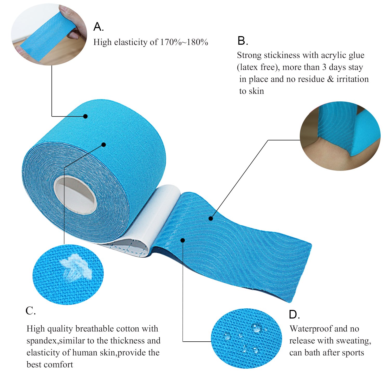 Professional Waterproof Kinesiology Tape - 6 Rolls (2