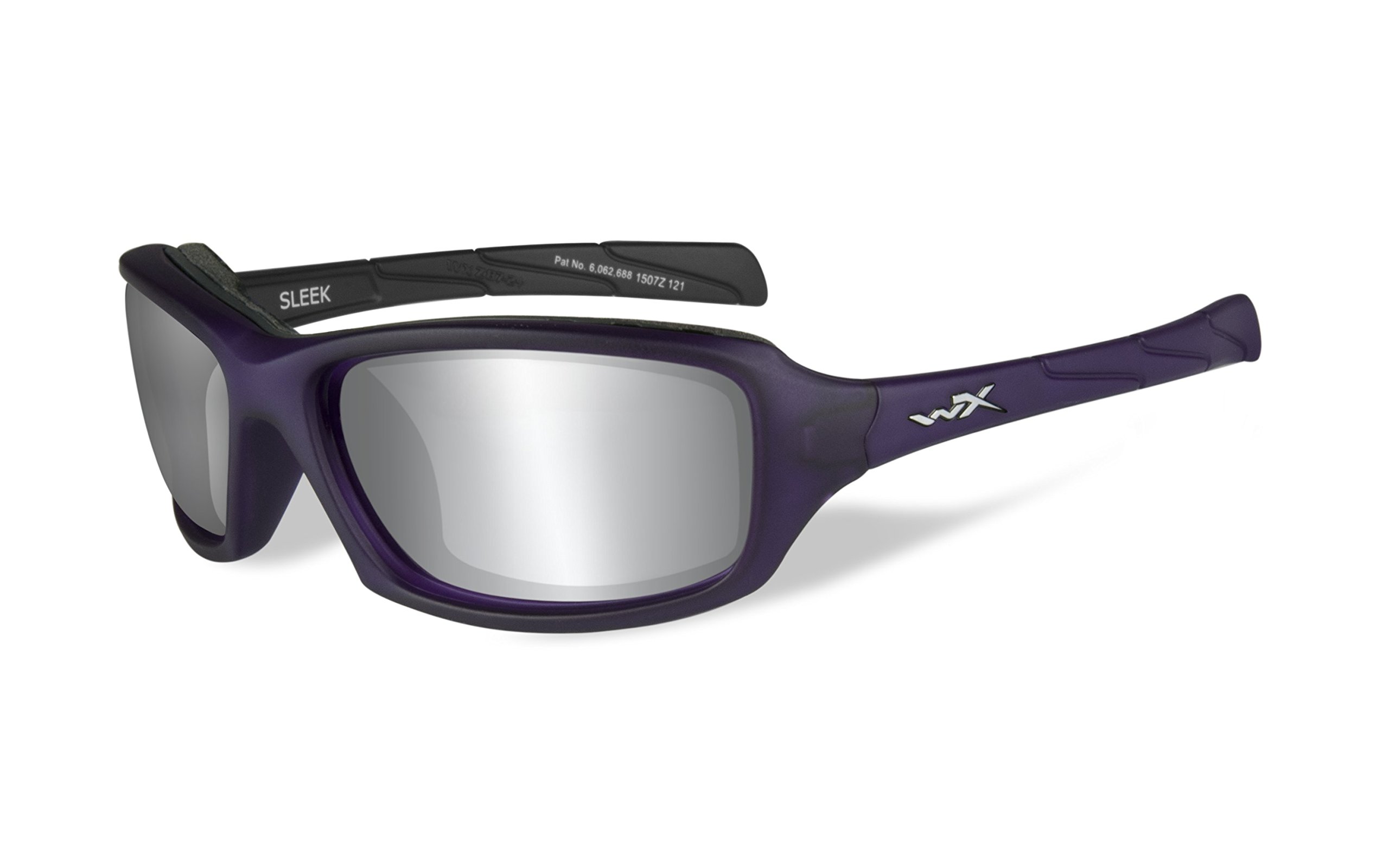 Wiley X Sleek ANSI Z87.1 Safety Sunglasses for Men & Women - UV Protection, Matte Violet Frames with Grey Silver Flash Lenses - Ideal for Shooting, Fishing, Biking, Motorcycle Riding & Outdoor Sports