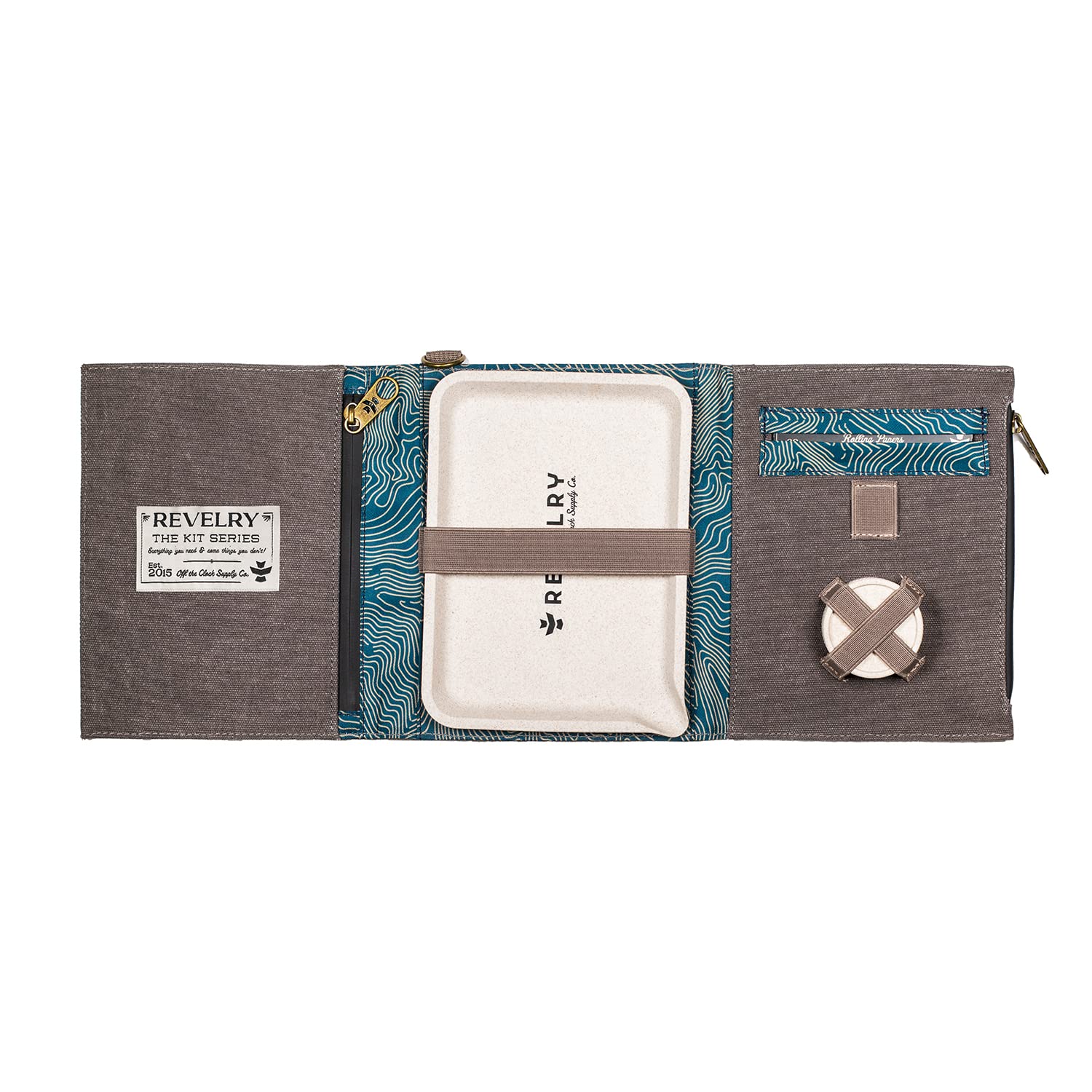 Premium Lockable Carrying Case All-in-One Kit with 2 Pockets, Removable Tray & Spice Grinder - Ash Gray | Perfect for Travel, Camping & Outdoor Cooking Accessories Storage