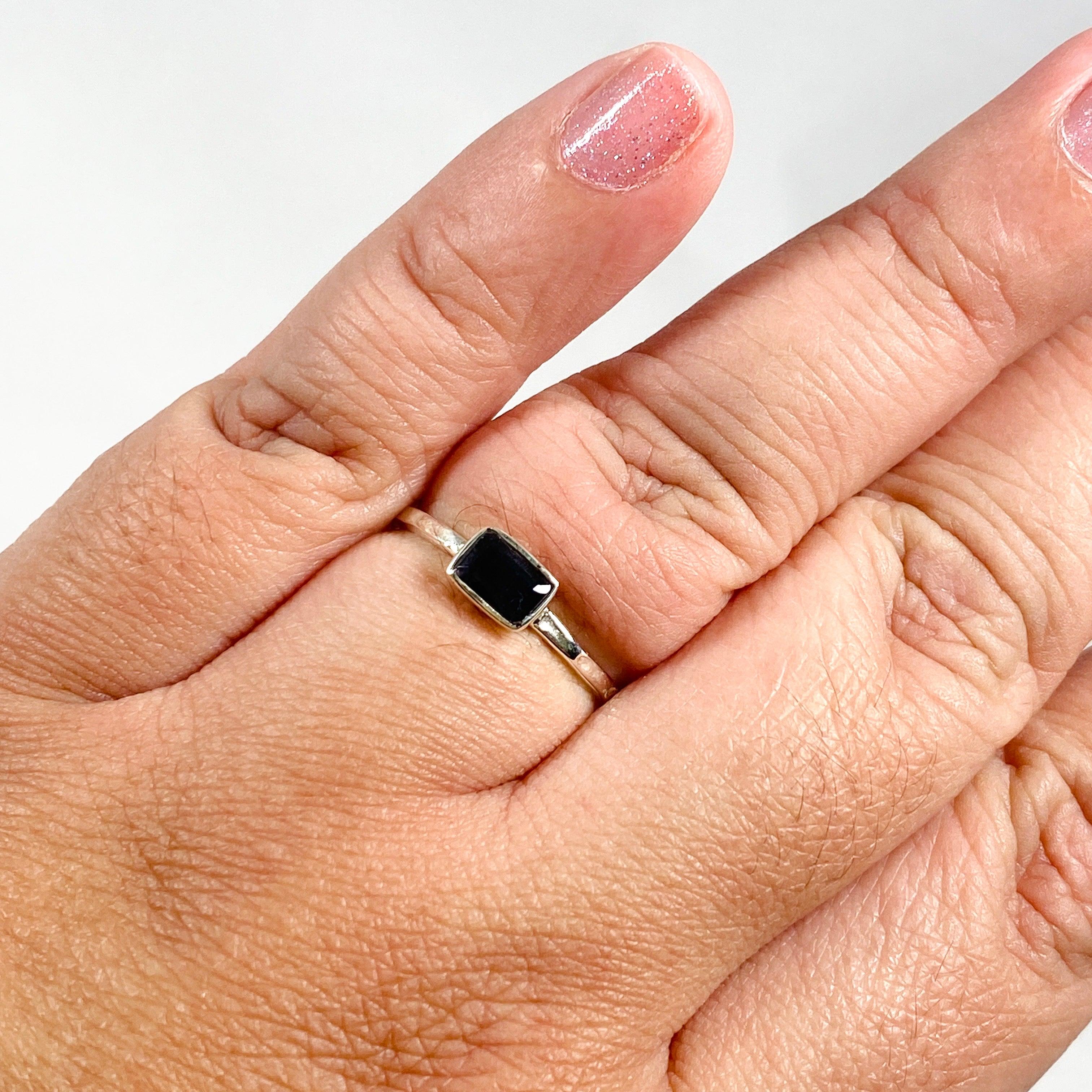 Iolite Rectangular Faceted Fine Band Ring R3793 IOL - Elegant Gemstone Jewelry for Women, Perfect for Weddings, Anniversaries & Special Occasions