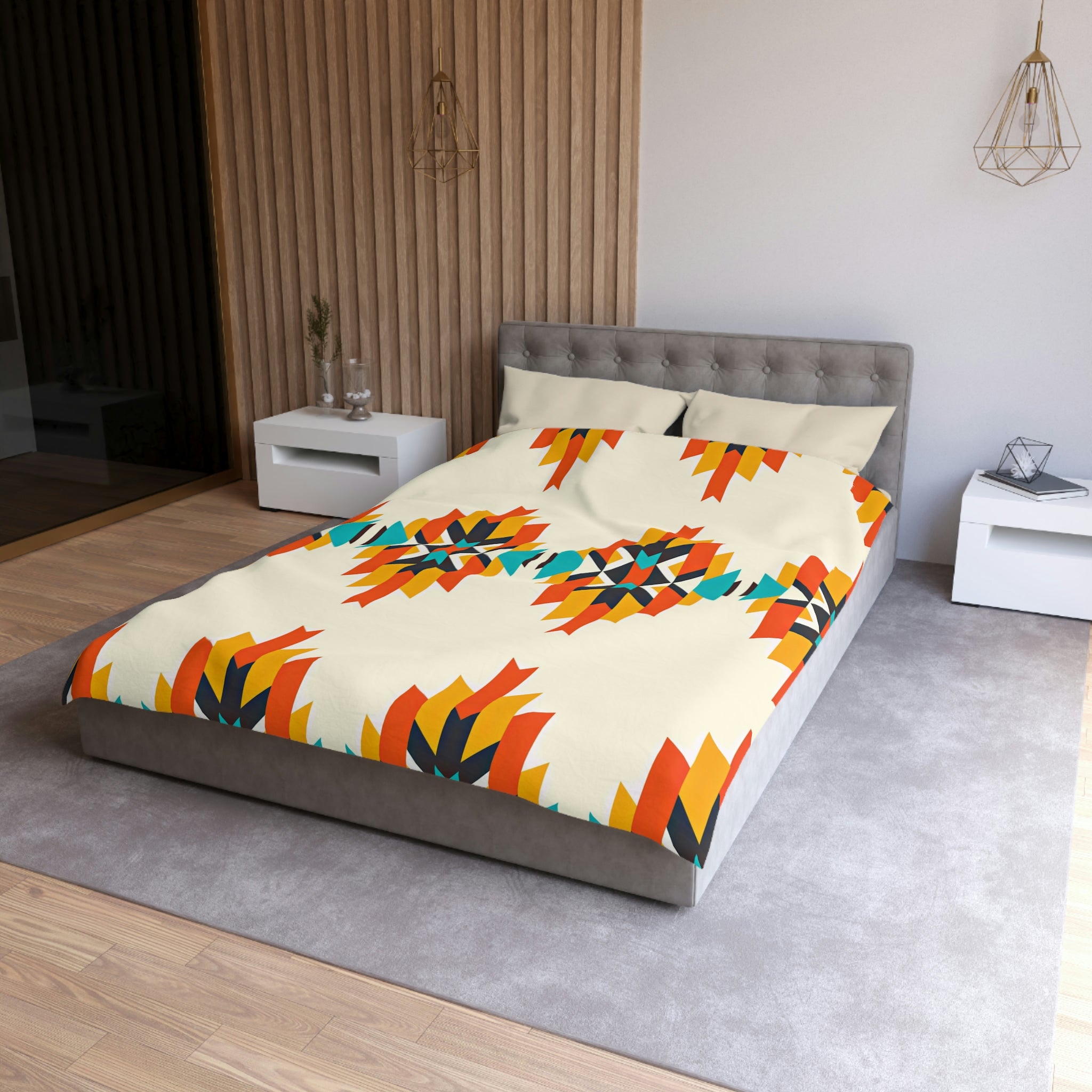 Southwestern Arrow Print Microfiber Duvet Cover Set - Soft Bedding for Queen King Bed - Boho Chic Bedroom Decor for Cozy Home & Guest Room