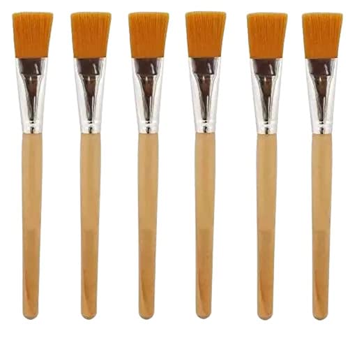 ZAUKY Professional Face Mask Brush Set of 6 - Flat Cosmetic Applicator for Bleach & Beauty Treatments - Soft Vegan Brush for Men & Women - Perfect for Facial Masks, Self-Care Routines & Spa Days