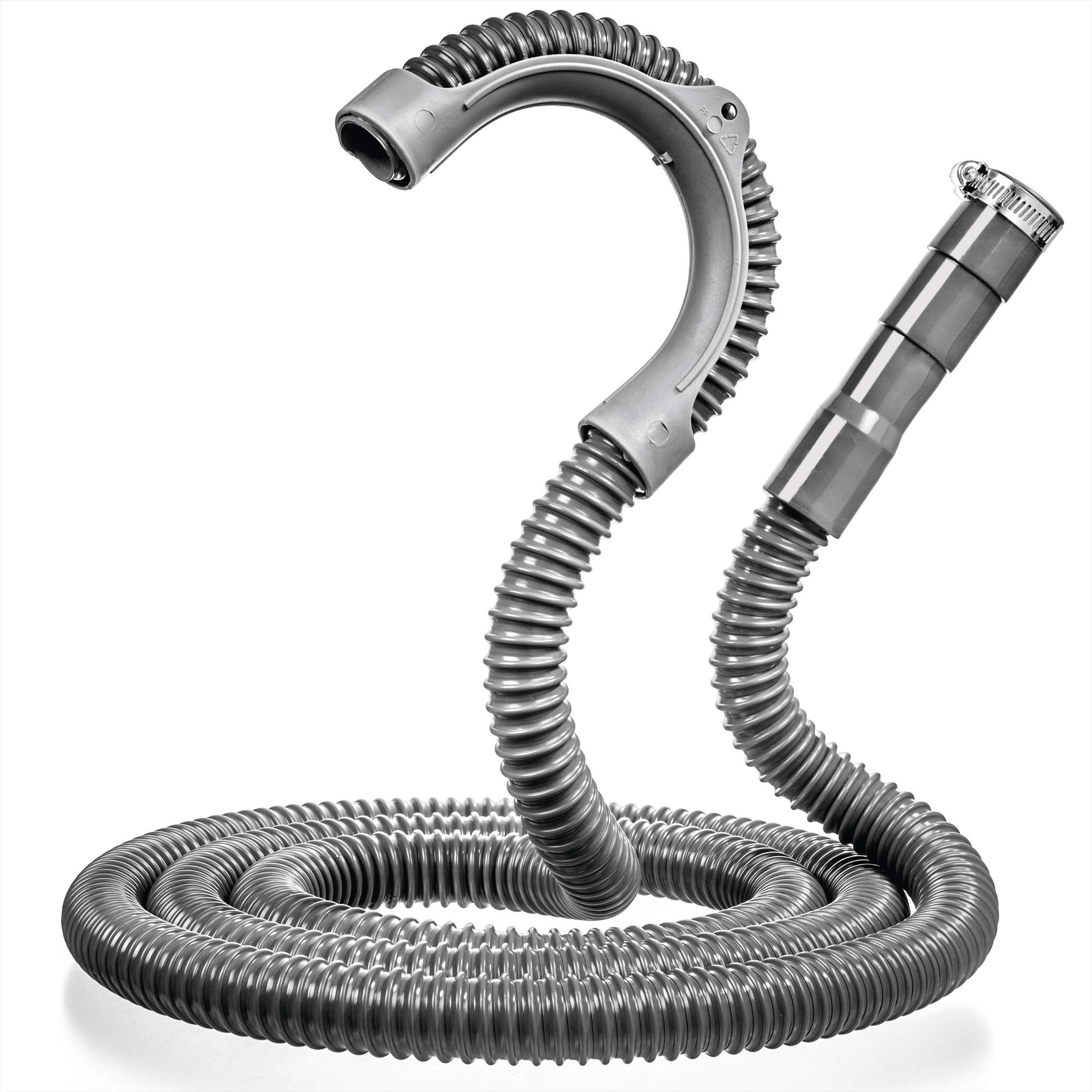Universal Washing Machine Drain Hose 14Ft - Flexible Corrugated Washer Hose with Clamp for Easy Installation & Replacement - Laundry Room Essentials