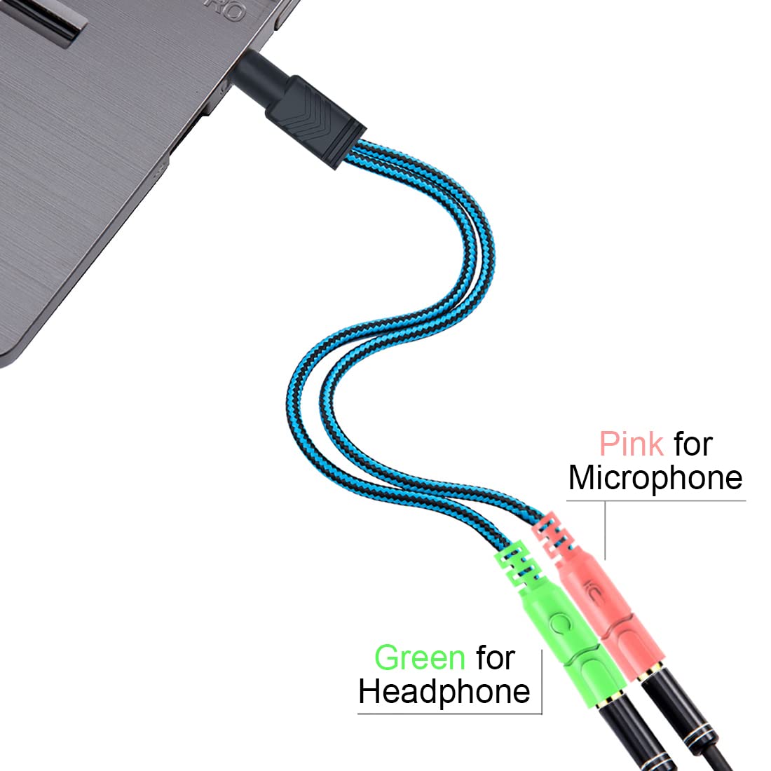 ENVEL 3.5mm Audio Y Splitter Adapter - 2 Female to 1 Male Headphone & Mic Jack Converter for Laptop, Mac, PS4, Xbox One, Smartphone & Tablet - Perfect for Gaming, Online Meetings & Music Listening