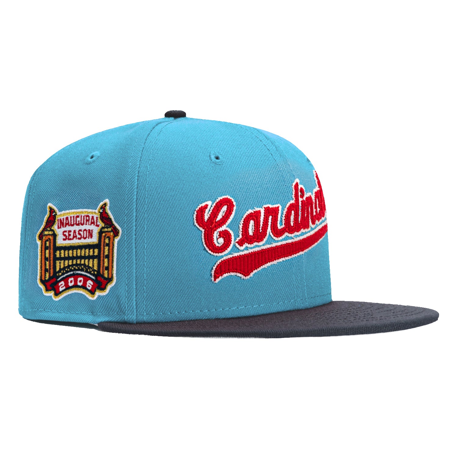 New Era 59Fifty Corduroy St Louis Cardinals MLB Baseball Cap with Inaugural Patch - Light Blue & Navy - Perfect for Game Day, Sports Fans & Casual Wear
