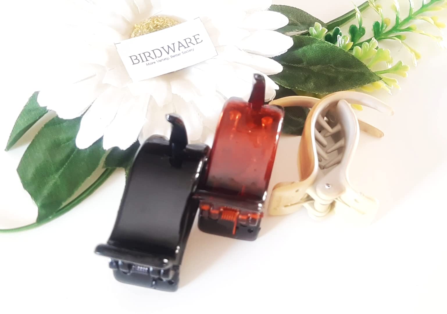 BIRDWARE Large Acrylic Stone Butterfly Hair Clips for Women - 3-Pack Multicolor Hair Accessories (2 Teeth) - Perfect for Parties, Weddings & Everyday Styling