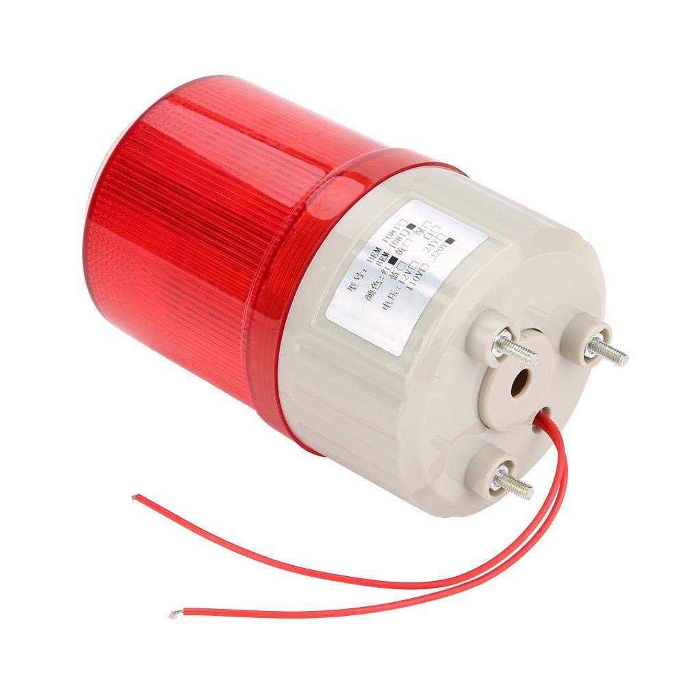BEM1081J 220V Red LED Industrial Warning Light with Flashing Sound Alarm - Emergency Strobe Rotating Beacon for Safety Alerts | Ideal for Factories, Warehouses & Construction Sites