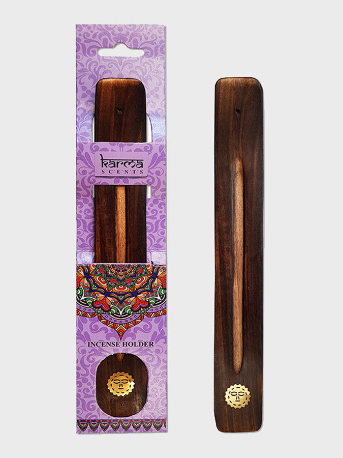 Namaste Karma Scents Brass Inlay Mango Wood Incense Ash Catcher Holder - Handcrafted Spiritual Decor for Meditation, Yoga & Home Aromatherapy