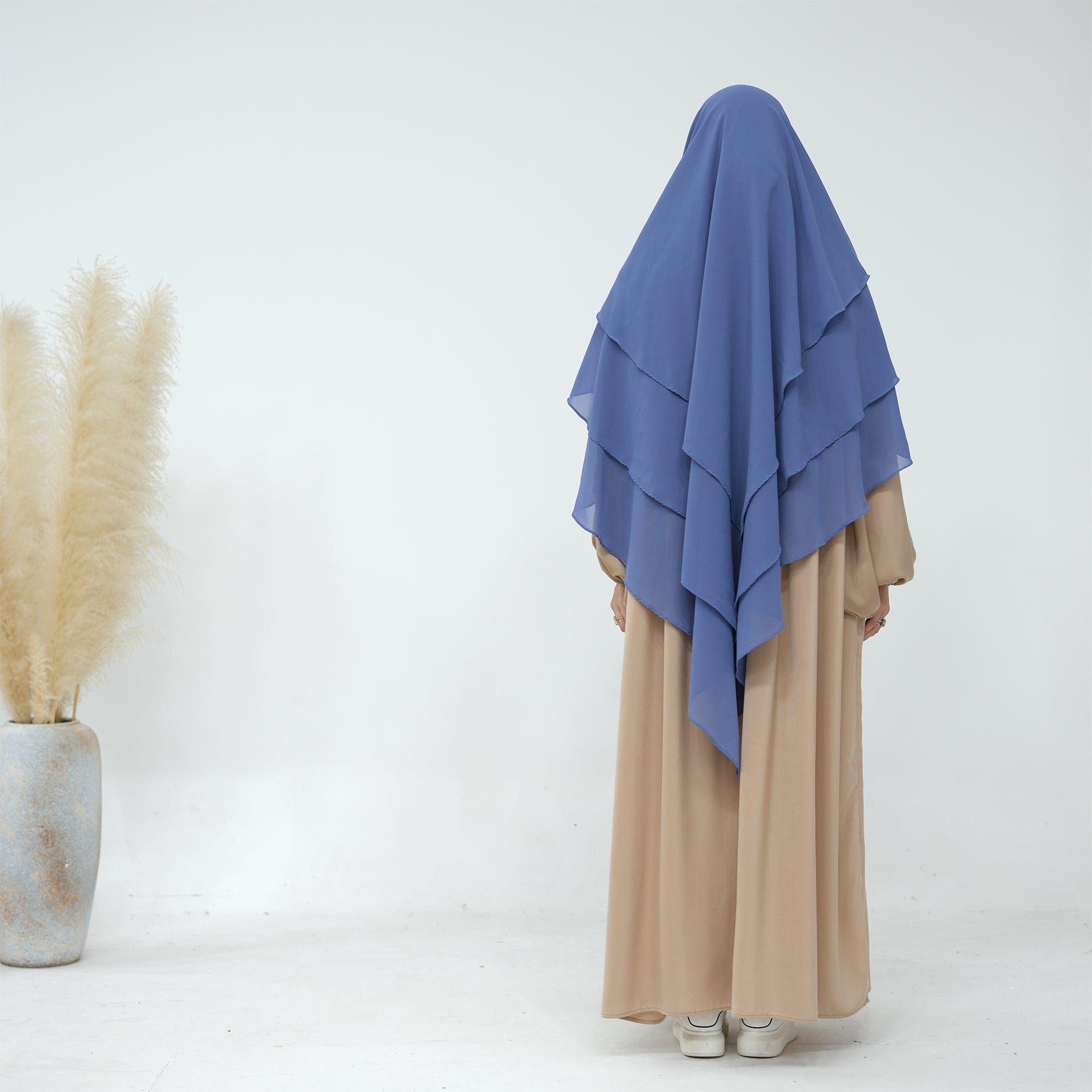 3-Layer Chiffon Khimar Scarf - Lightweight Muslim Hijab for Women - Perfect for Prayer, Daily Wear & Special Occasions