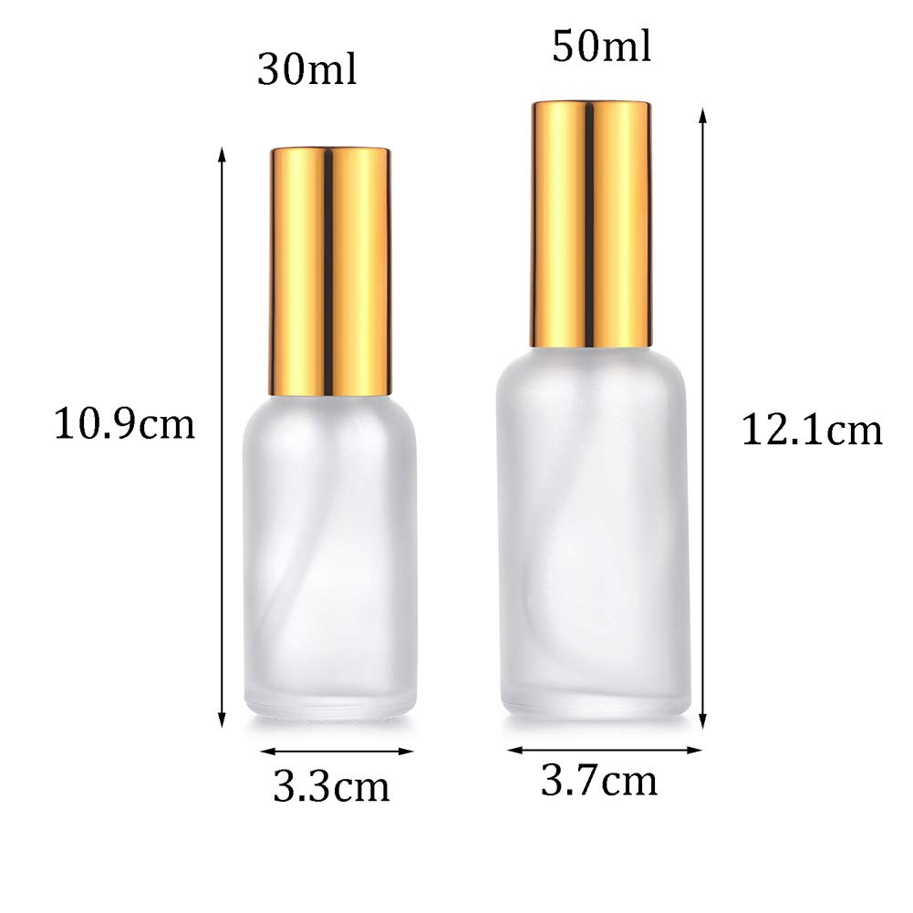 6-Pack Glass Spray Bottles (50ml/1.7oz) - Fine Mist Perfume Atomizer & Essential Oil Sprayer - Frosted Travel-Friendly Bottles for Aromatherapy, Skincare & Home Fragrance