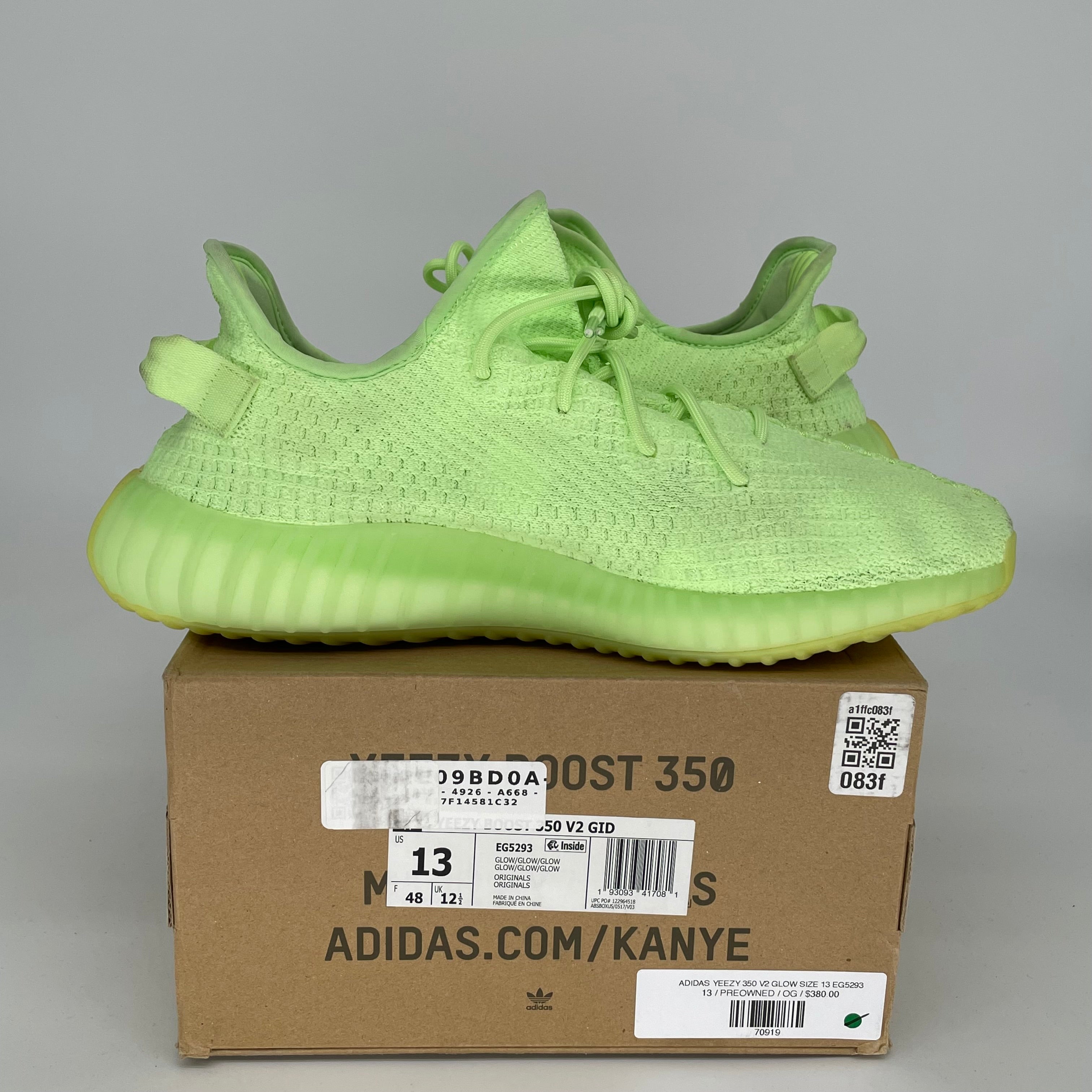 Adidas Yeezy Boost 350 V2 Glow Green - Men's Size 13 Sneakers (EG5293) | Running Shoes & Casual Streetwear for Everyday Comfort