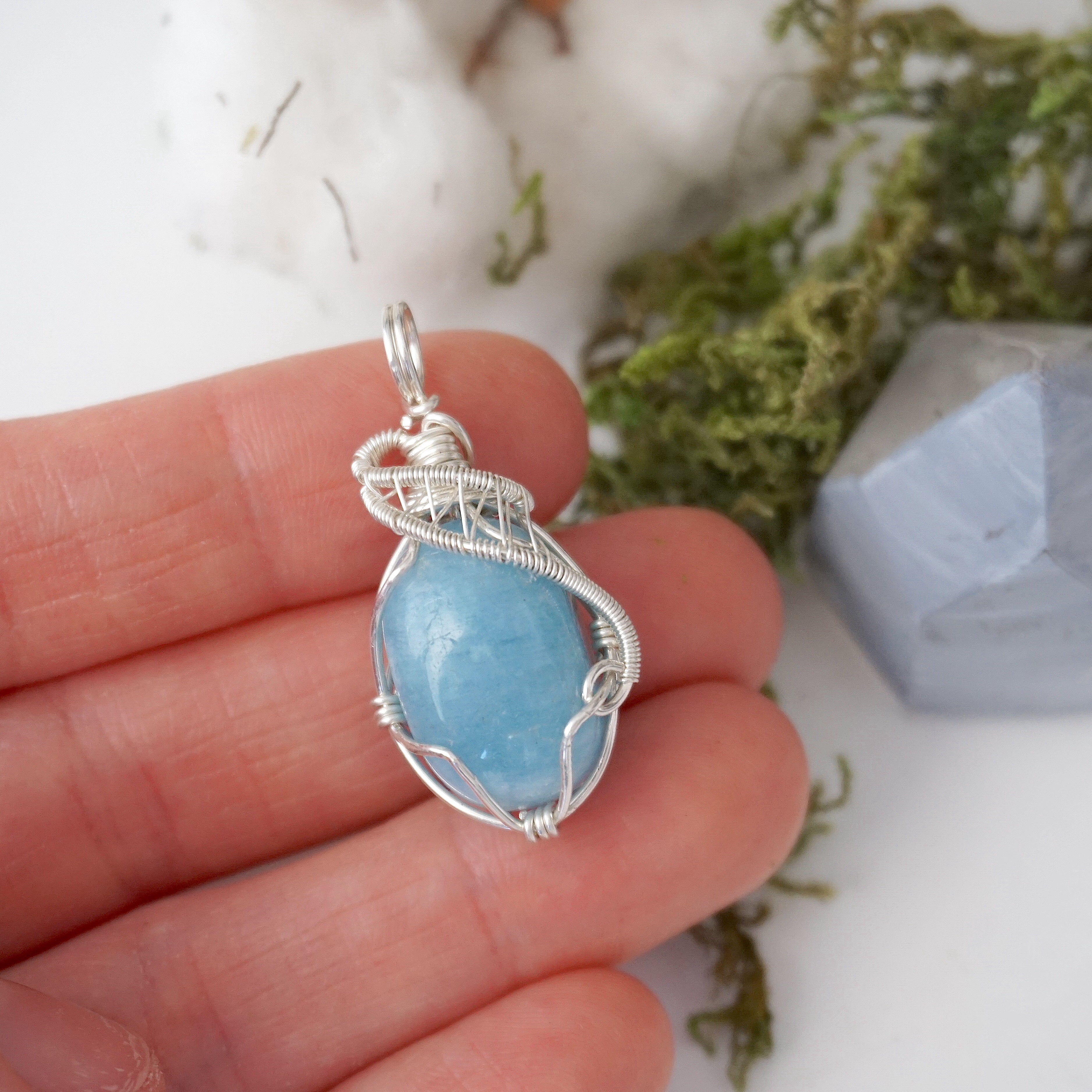 Genuine Sterling Silver Polished Aquamarine Necklace – Elegant Jewelry for Women, Perfect Gift for Birthday, Anniversary & Special Occasions