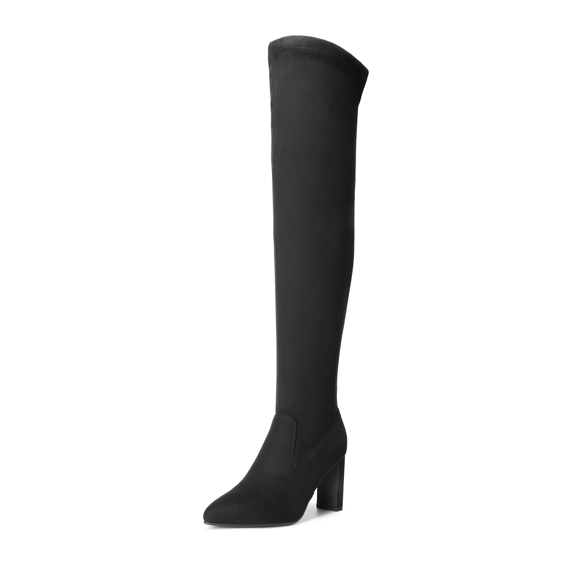 DREAM PAIRS Women's Over The Knee Boots - Stretch Thigh High Chunky Heel Pointed Toe Long Boots for Fall Winter | Fashionable & Comfortable Knee High Boots for Party, Night Out, Dating & Office Wear