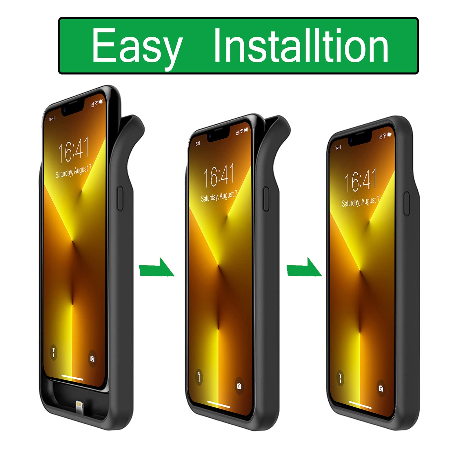 8500mAh Battery Case for iPhone 13 Pro Max - Extended Rechargeable Charging Case | Protective Power Bank with CarPlay Support | Perfect for Travel, Work & Outdoor Activities (Black, 6.7 inch)