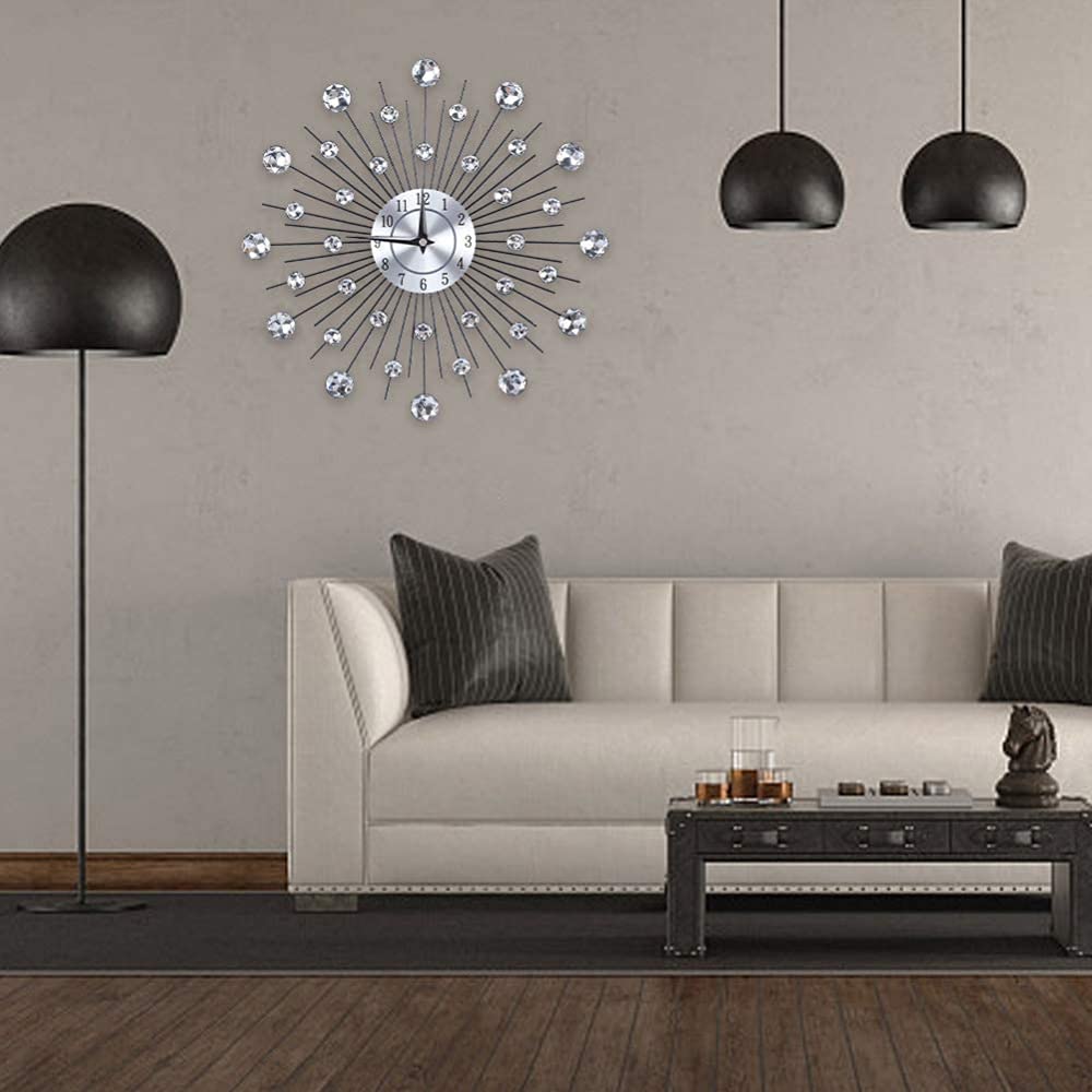 Elegant Silver 3D Flower Wall Clock - Silent Non-Ticking Round Metallic Decor for Living Room, Office, School & Bedroom | Perfect Home & Workspace Decoration