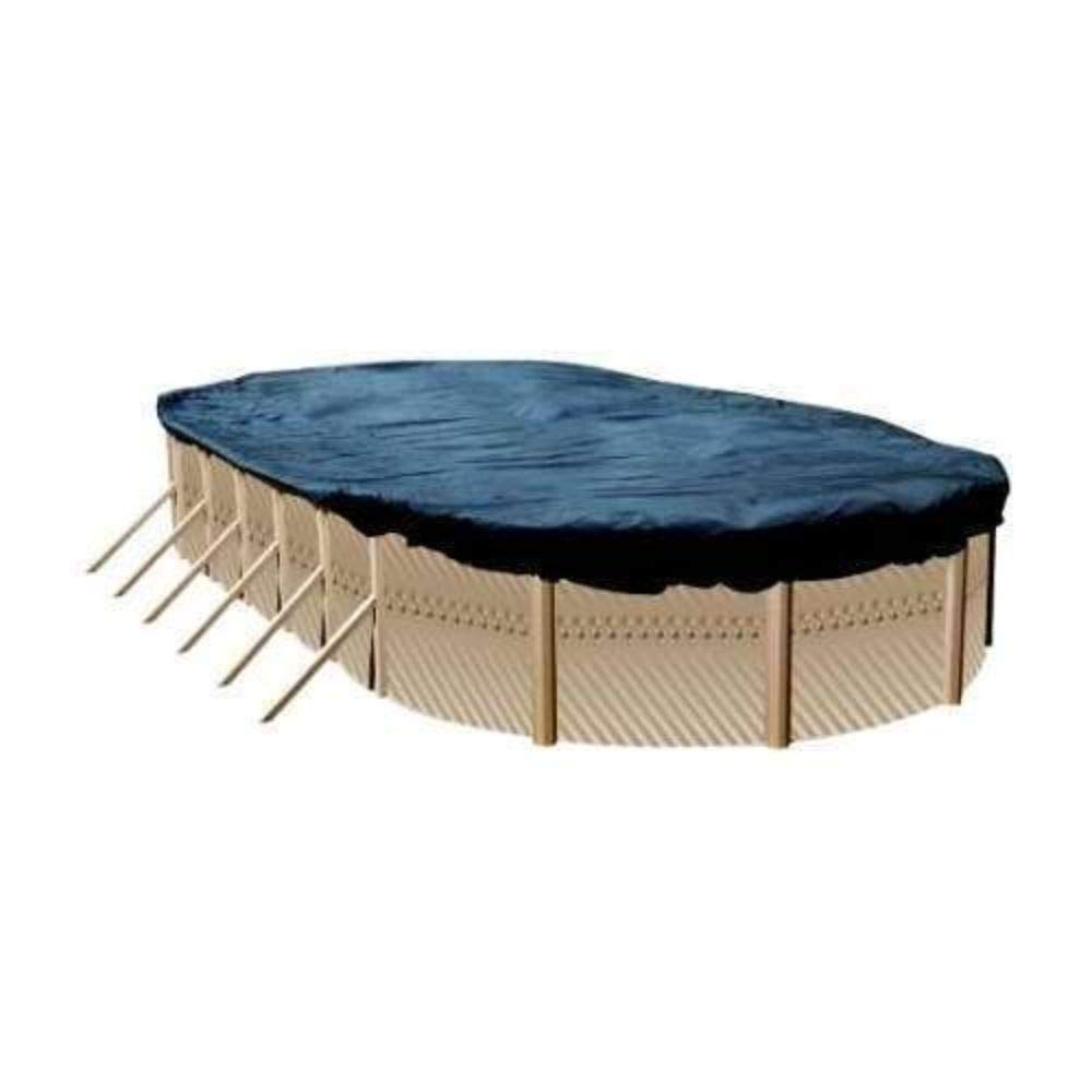 18ft x 38ft Heavy Duty Blue Winter Swimming Pool Cover for Above Ground Oval Pools - Protect Your Pool from Debris and Cold Weather
