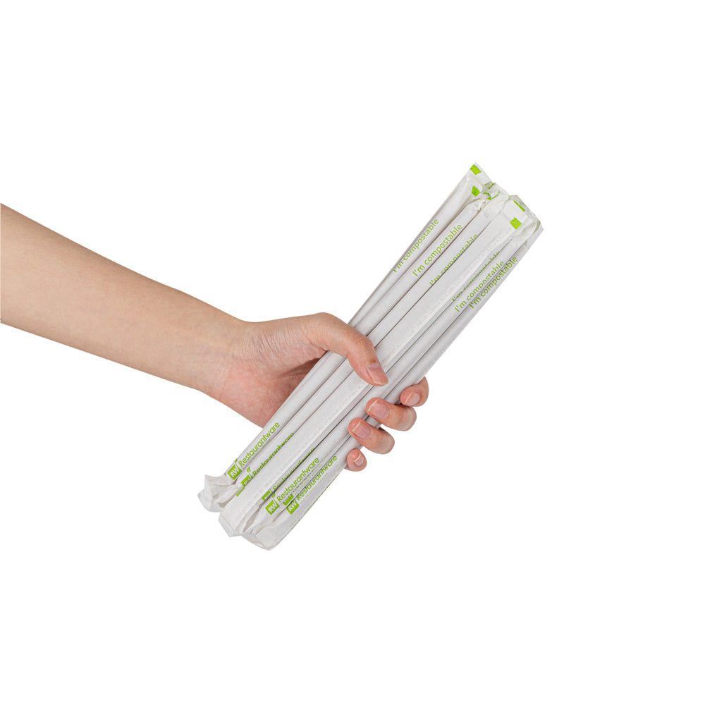 Eco-Friendly Compostable Brown PLA Plastic & Coffee Ground Straws - 8 1/4 Inch, 100 Count Box - Perfect for Restaurants, Cafes & Sustainable Parties