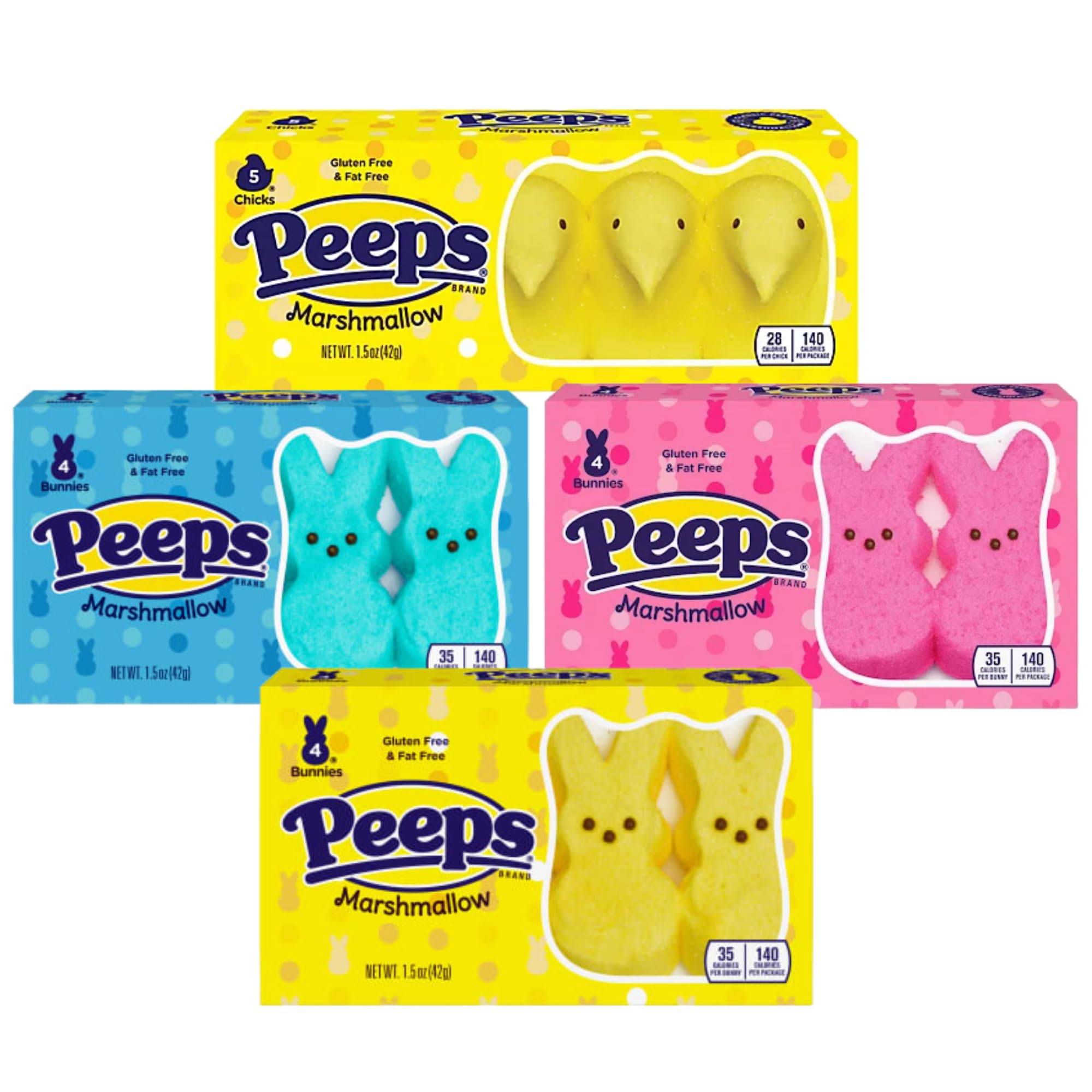 Needzo Easter Marshmallow Candy Variety Pack - 4 Pack with Pink, Blue & Yellow Bunny & Chick Shapes - Perfect for Easter Baskets, Party Favors, School Treats & Holiday Desserts