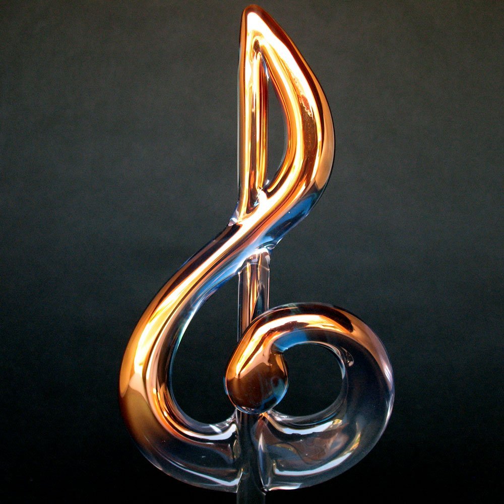 Hand Blown Glass Treble G Clef Figurine - Musical Note Decor for Home, Office & Gift - Perfect for Musicians & Music Lovers