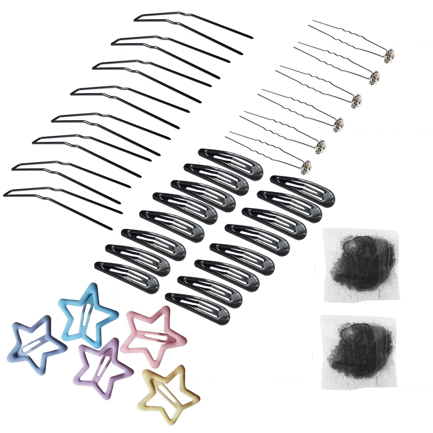 43pcs Black Snap Hair Clips for Women & Girls - 2.5 Inch U-Shaped Bobby Pins - Hair Styling Accessories Kit for Ballet, Dance, School & Everyday Use