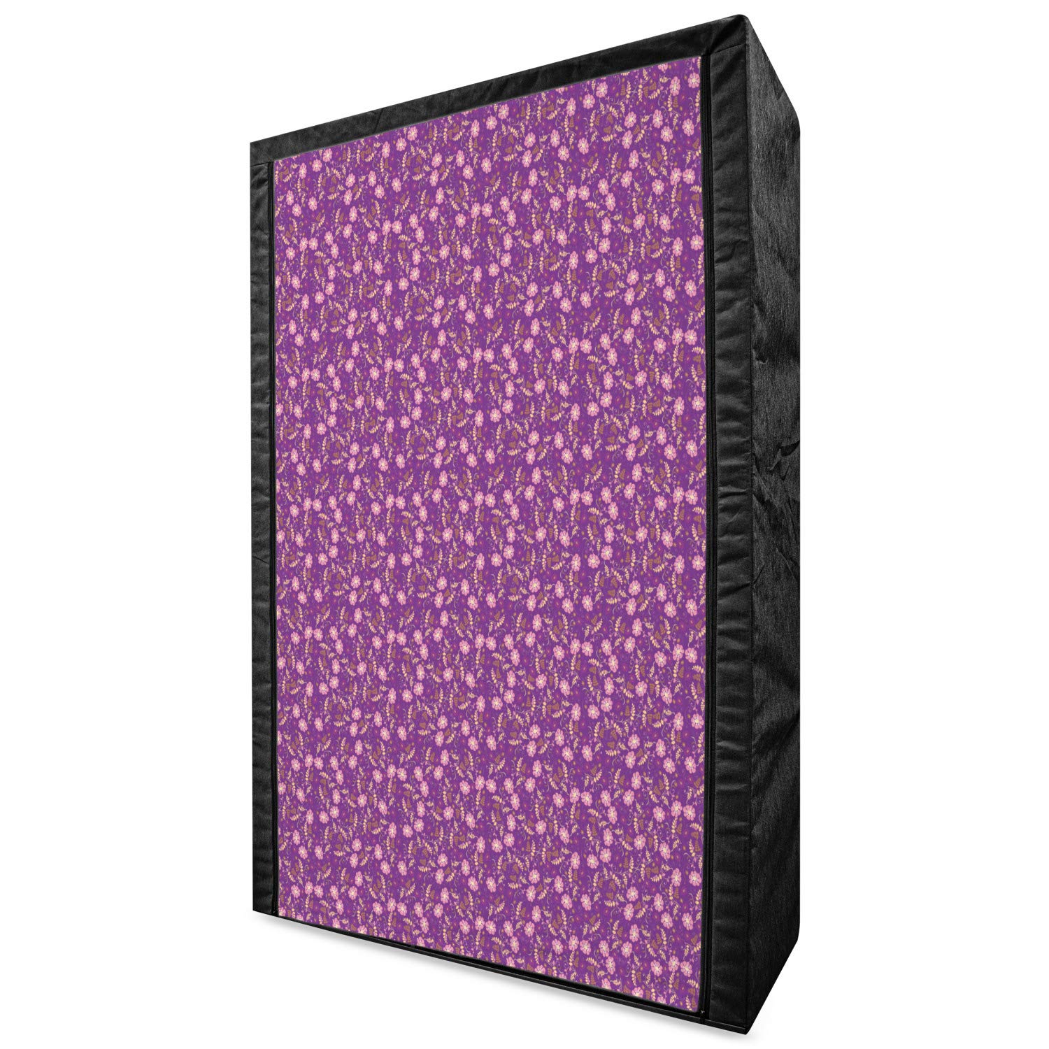 Ambesonne Floral Fabric Wardrobe - Portable Clothing Organizer with Shelves, 42.5
