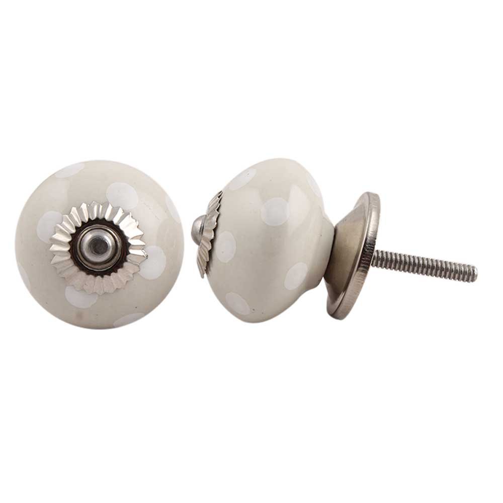 IndianShelf 10-Piece Polka Dot Cream Ceramic Drawer Knobs - Elegant Luxury Cabinet Hardware for Kitchen, Dresser & Furniture - Perfect for Home Decor & DIY Cabinet Upgrades