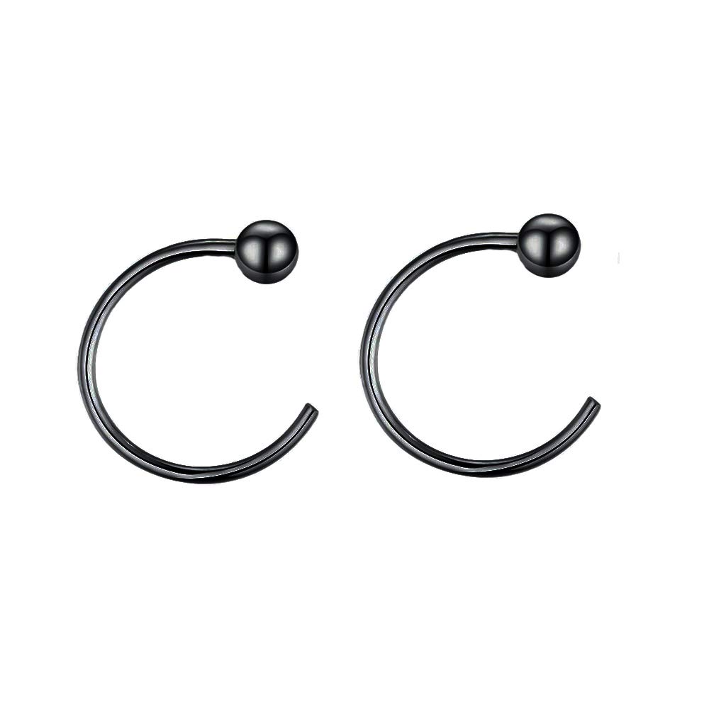 Minimalist 2mm Ball Tiny Half Hoop Earrings - Sterling Silver Black Huggie Hoops for Cartilage, Tragus & Nose Piercing - Dainty Studs for Women, Girls & Men - Perfect for Everyday Wear, Parties & Gifting
