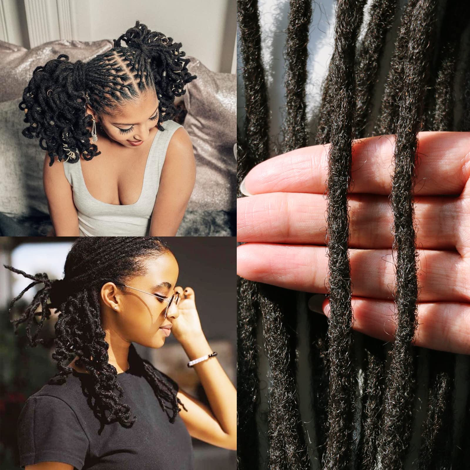 8 Inch Human Hair Loc Extensions - 100 Strands 0.6cm Full Handmade Permanent Dreadlocks - Soft Natural Black Dreads with Needle & Comb - Can Be Dyed, Bleached or Curled - Perfect for Protective Styles, Boho Looks & Festival Hairstyles