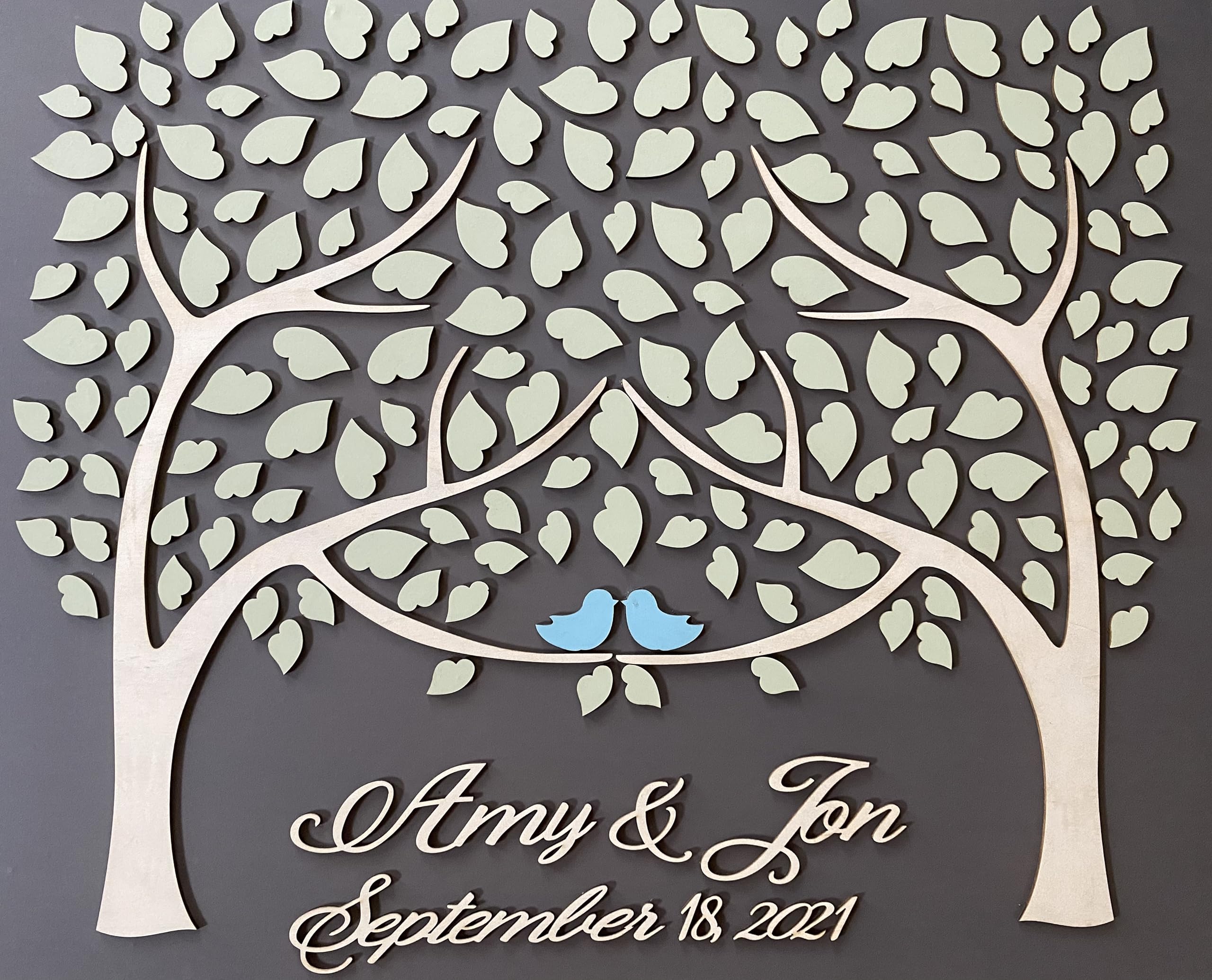 3D Wooden Heart Tree Guest Book - Navy Blue Rustic Wedding Guestbook Alternative for Couples | Perfect for Weddings, Anniversaries & Romantic Events