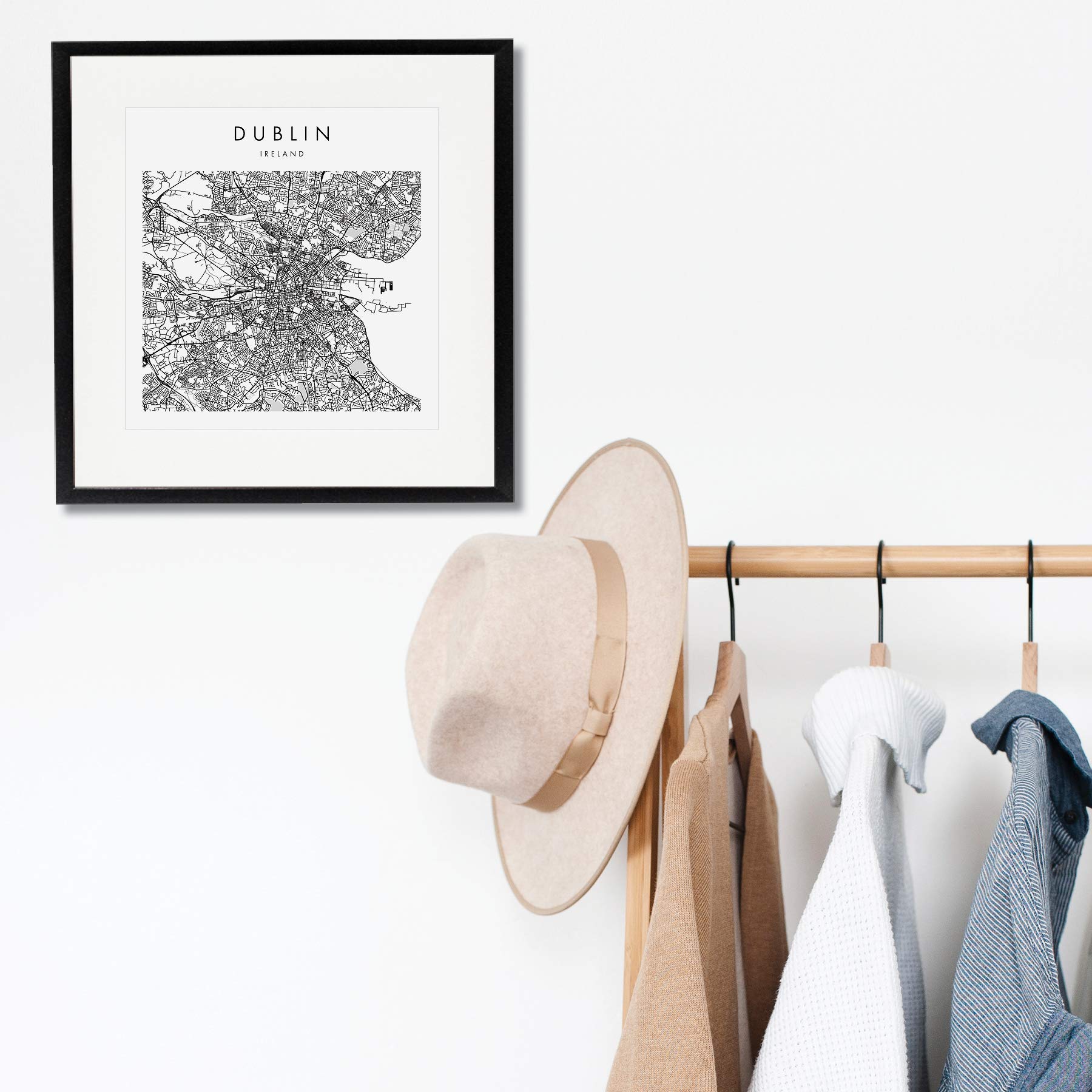 Dublin Ireland Minimal Modern Street Map Print - Unframed Wall Art for Home, Office & Travel Decor