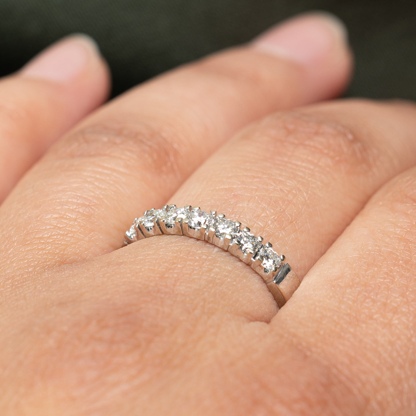 Semi Eternity Diamond Wedding Band Ring - 0.47ctw Round Cut Diamond Ring for Women - Size 8.75 - Perfect for Anniversary, Engagement & Bridal Jewelry Gifts