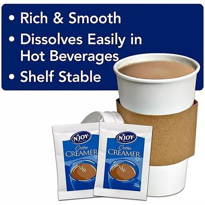 N Joy Non-Dairy Powdered Creamer Packets - 500 Count, Cholesterol Free, No Preservatives - Perfect for Coffee, Tea, Baking & Office Use - Private Label by Explorador