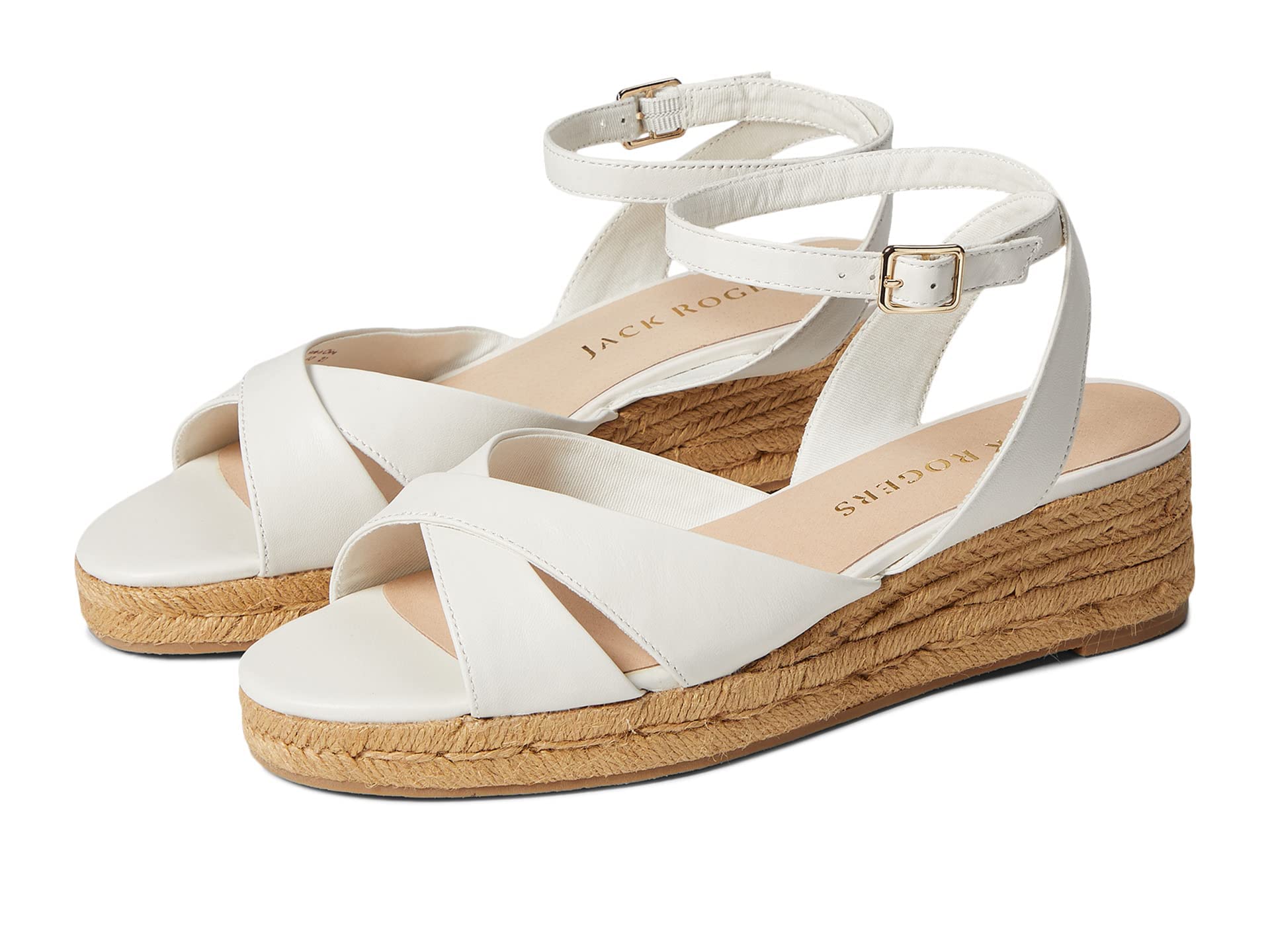 Jack Rogers Palmer Crisscross Espadrille Mid Wedge Sandals - Women's Comfortable Summer Wedge Shoes for Beach, Vacation & Casual Outings