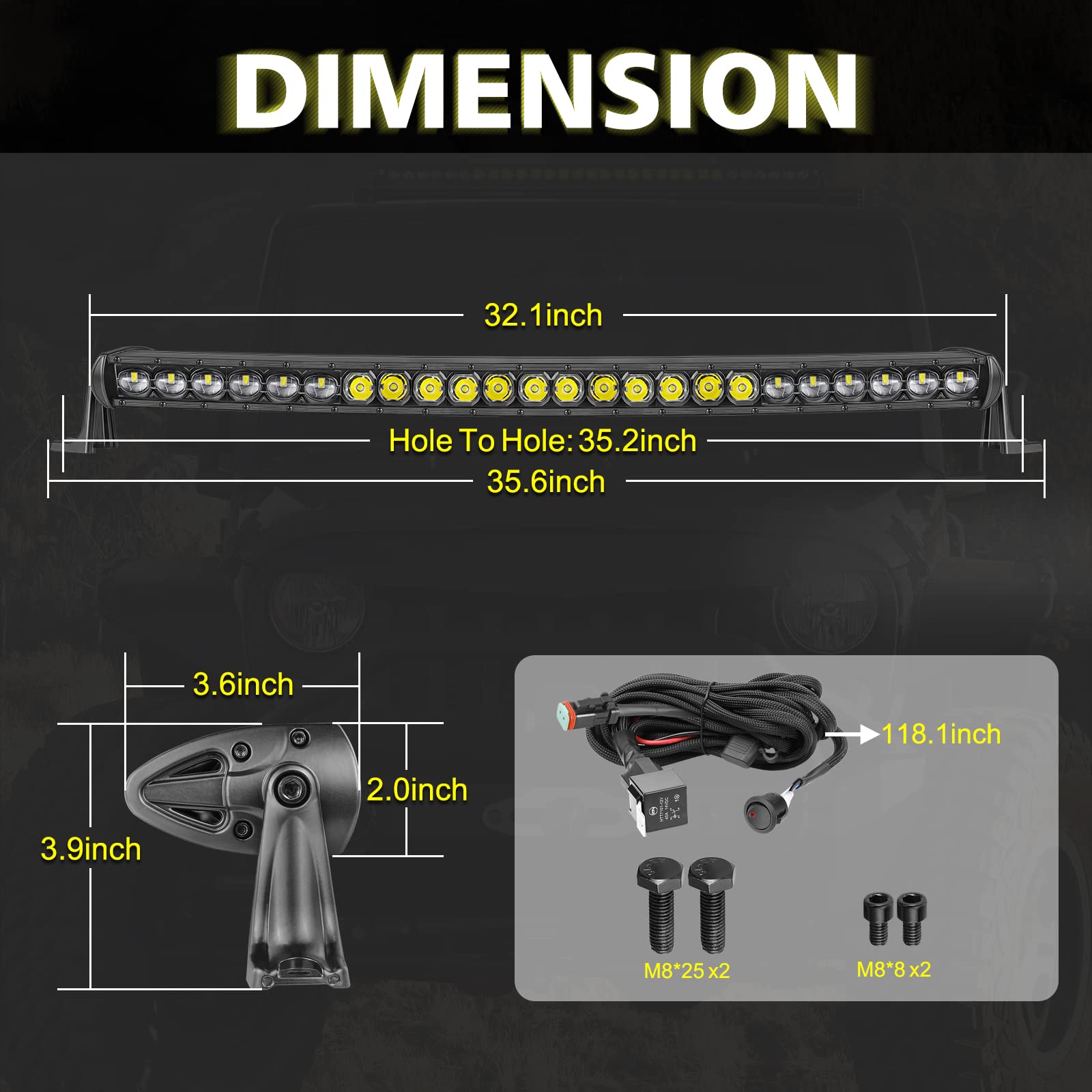 30 Inch Curved LED Light Bar with 2x 7 Inch Slim Amber LED Pods - Off-Road Truck ATV UTV Lighting for Night Driving & Adventure