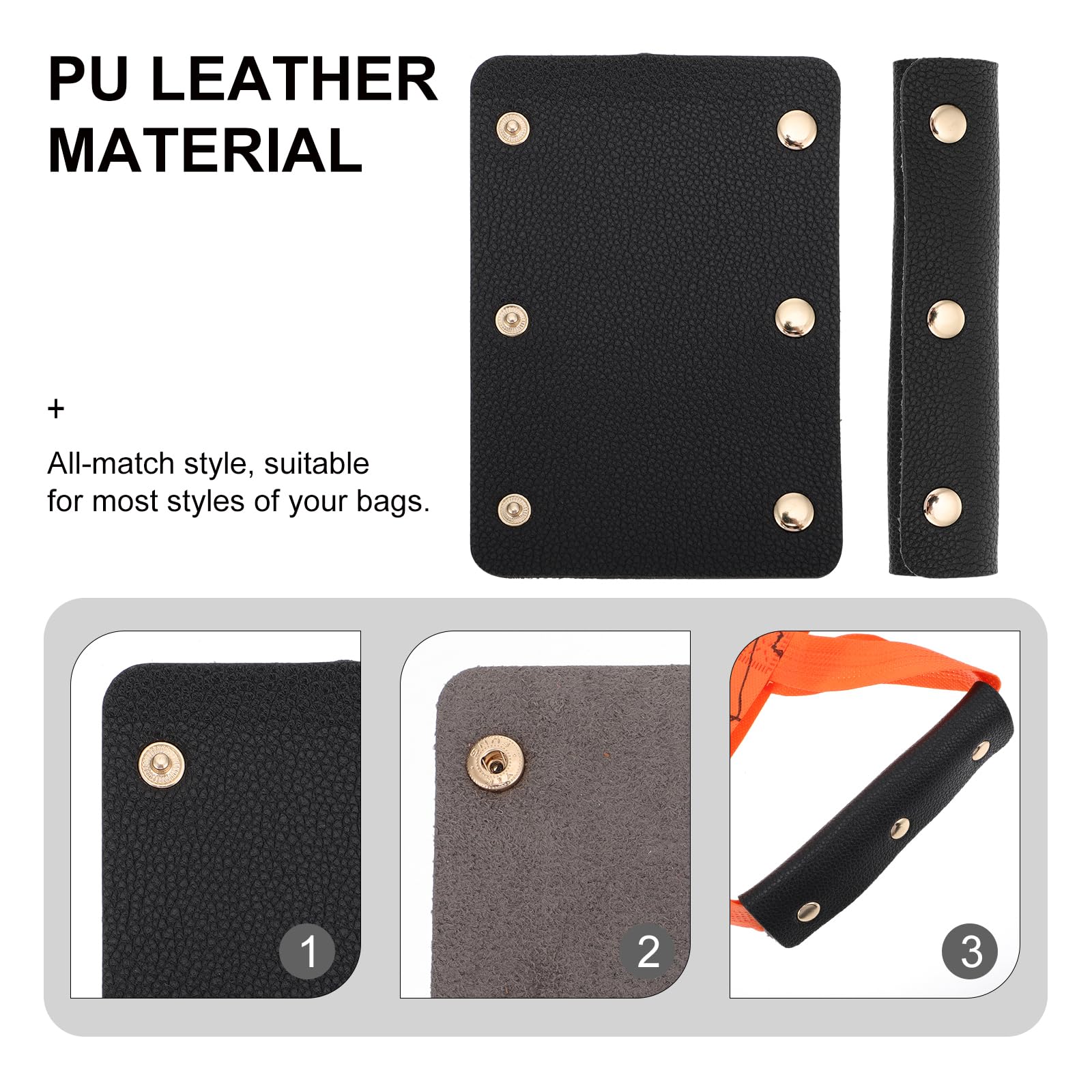 VALICLUD 2-Pack Premium PU Leather Purse Handle Covers - Soft Travel Bag Handle Wraps for Luggage, Handbags & Wallets (Black) - Protect Hands & Enhance Grip for Comfortable Travel & Shopping