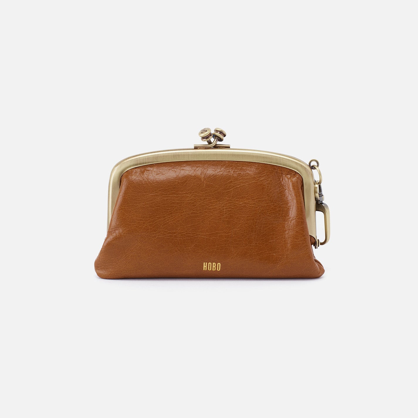 Premium Polished Leather Cheer Frame Pouch in Truffle Brown - Perfect for Everyday Essentials, Travel & Work Accessories Organization