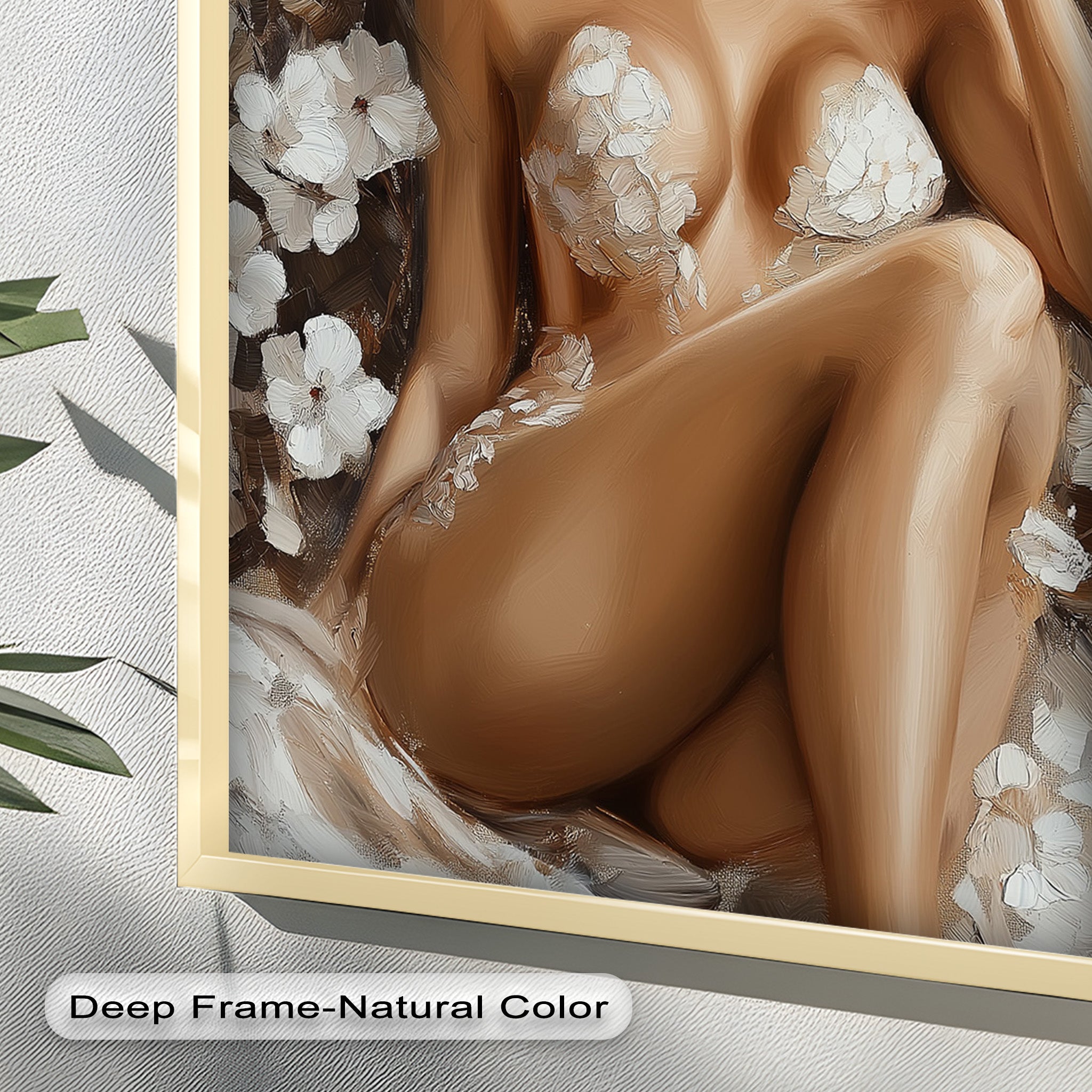 Blossom Muse Romantic Nude Oil Painting - Handmade Canvas Art for Home Decor, Bedroom & Living Room Wall Art