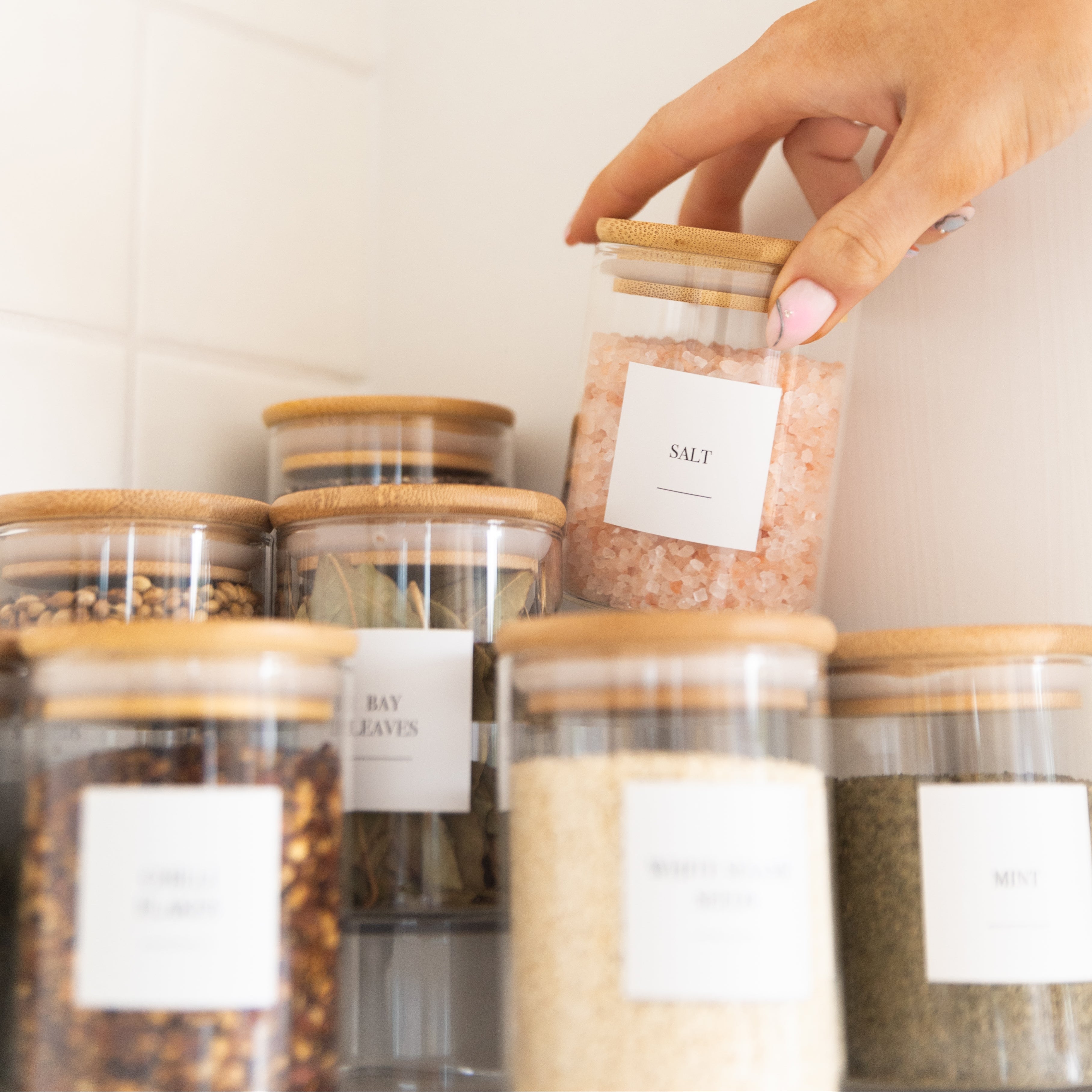 3-Tier Clear Corner Spice Rack Organizer with 8 Glass Jars (200ml Each) - Perfect for Kitchen Countertop, Pantry & Cabinet Storage