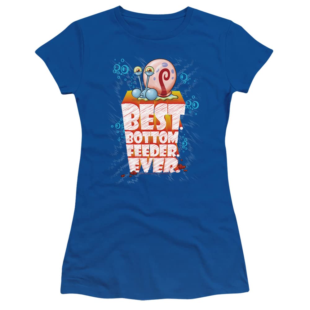 LOGOVISION Spongebob Best Bottom Feed Ever Juniors Sheer Fitted T-Shirt - Fun Cartoon Graphic Tee for Girls, Casual Wear & Gift Ideas
