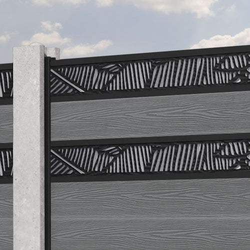 Classic Feather Split Screen Fence Panel - Mid Grey Privacy Screen for Concrete Posts | Perfect for Backyard, Garden, and Patio Privacy Protection