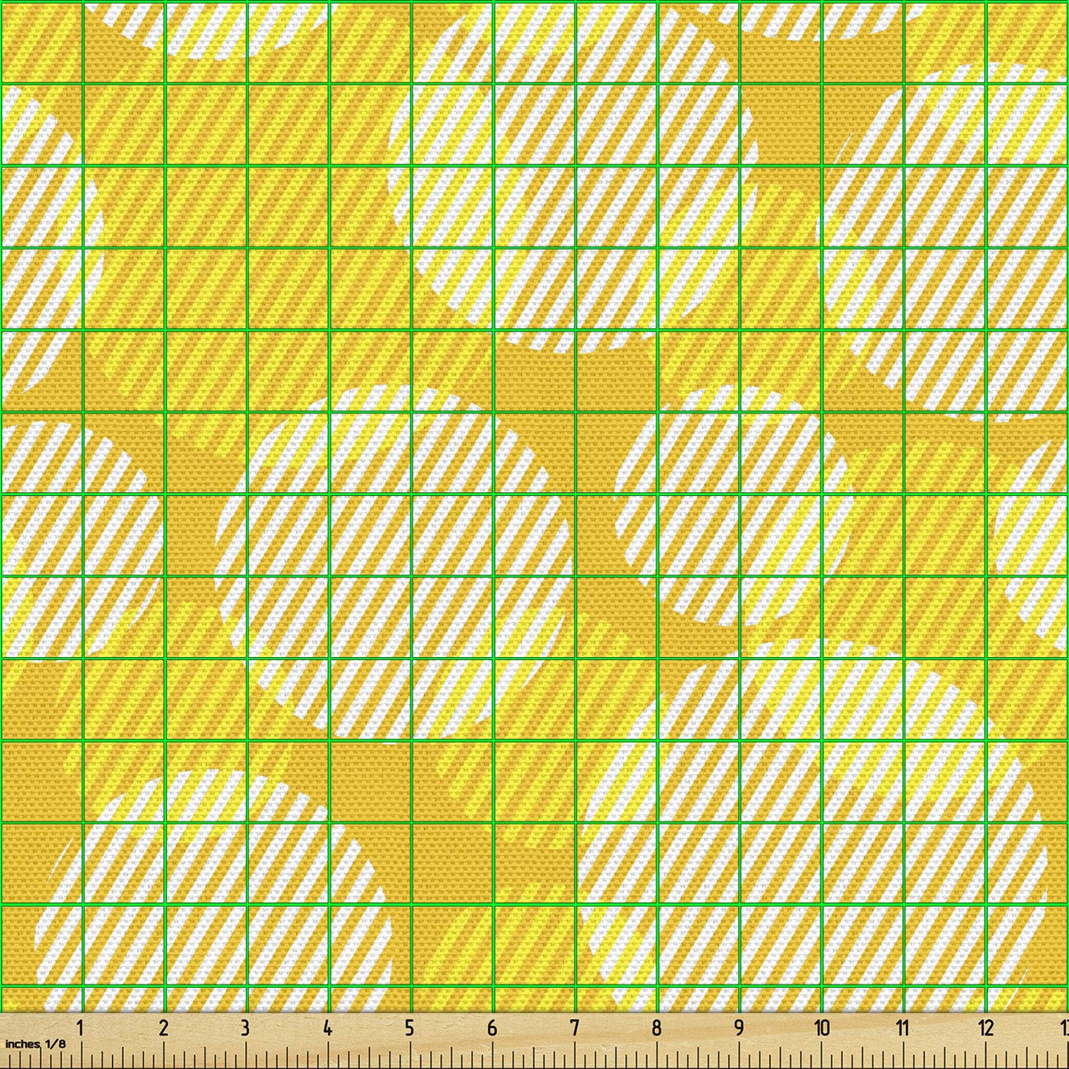 Ambesonne Yellow White Geometric Dots Fabric - 5 Yards for Upholstery & Home Decor