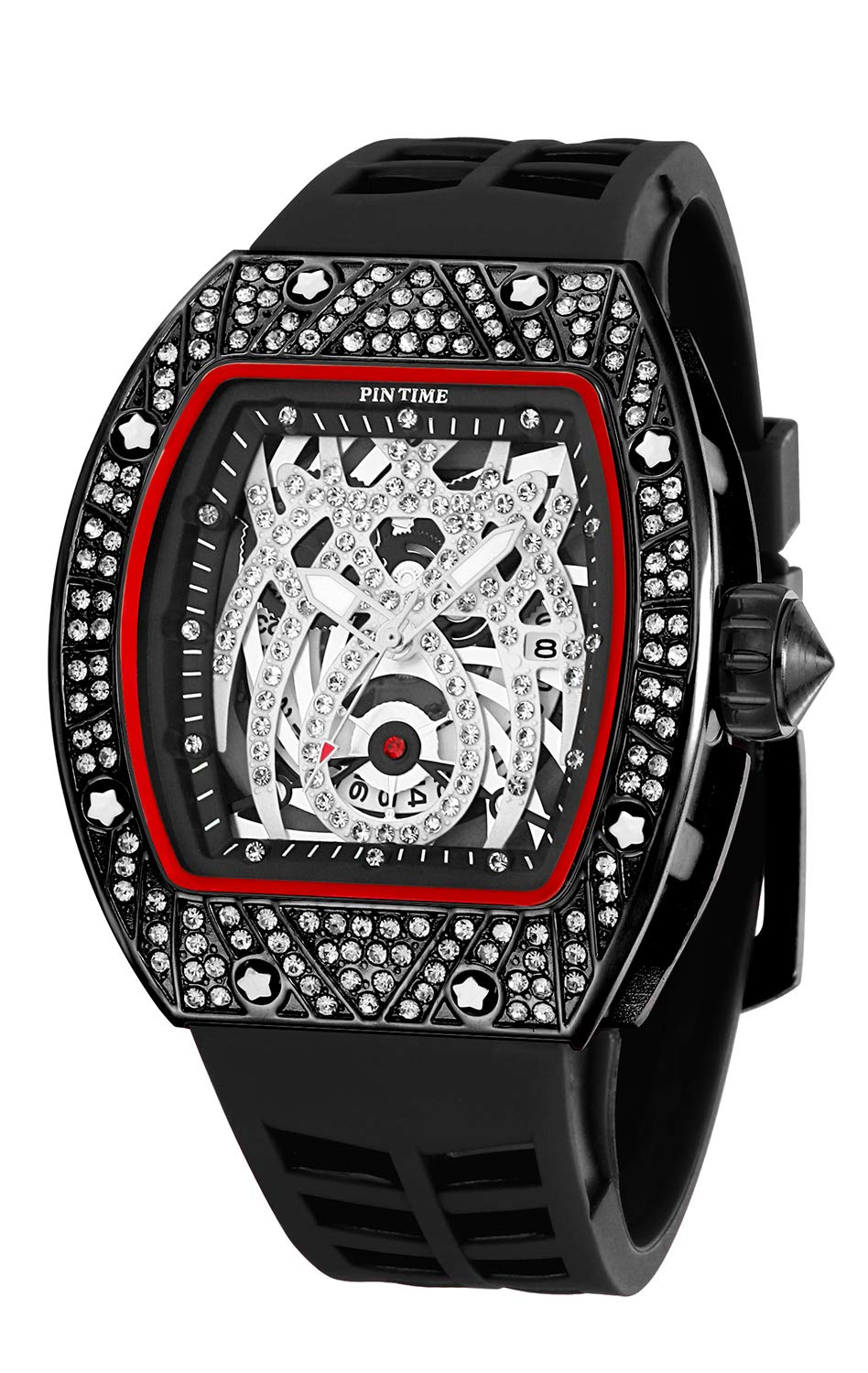 Men's Silver Diamond Dress Watch - Stylish Iced Out Timepiece for Parties & Gifts