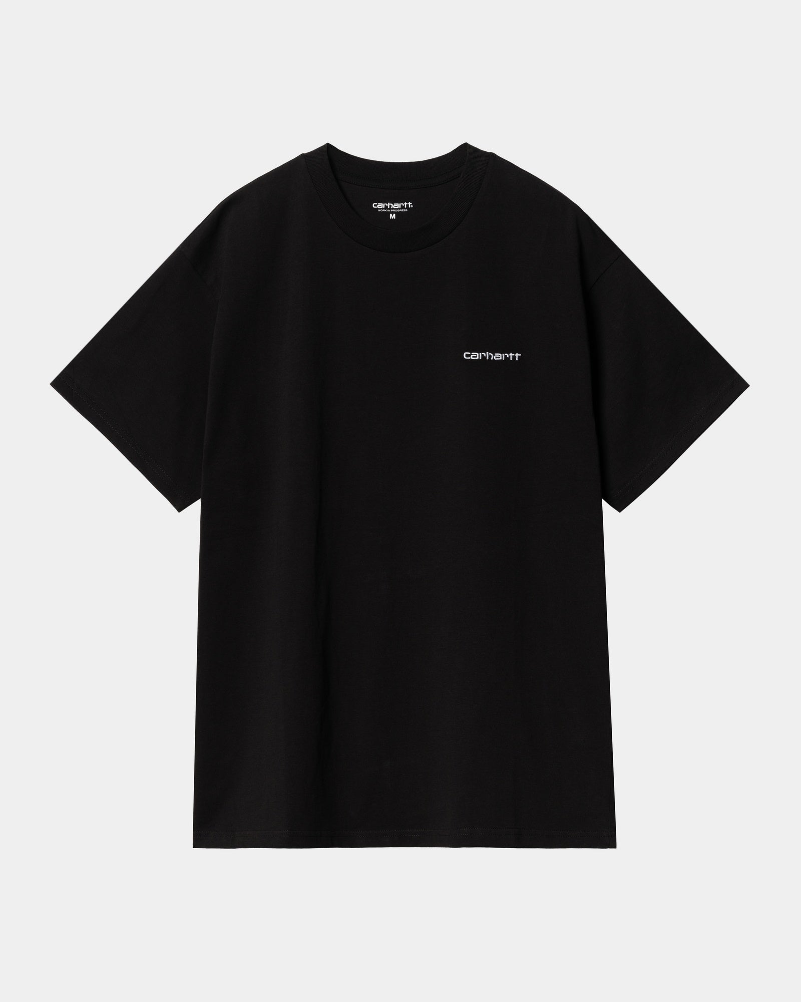 Script Embroidery Black T-Shirt - Comfortable Cotton Tee for Casual Wear & Everyday Outfits